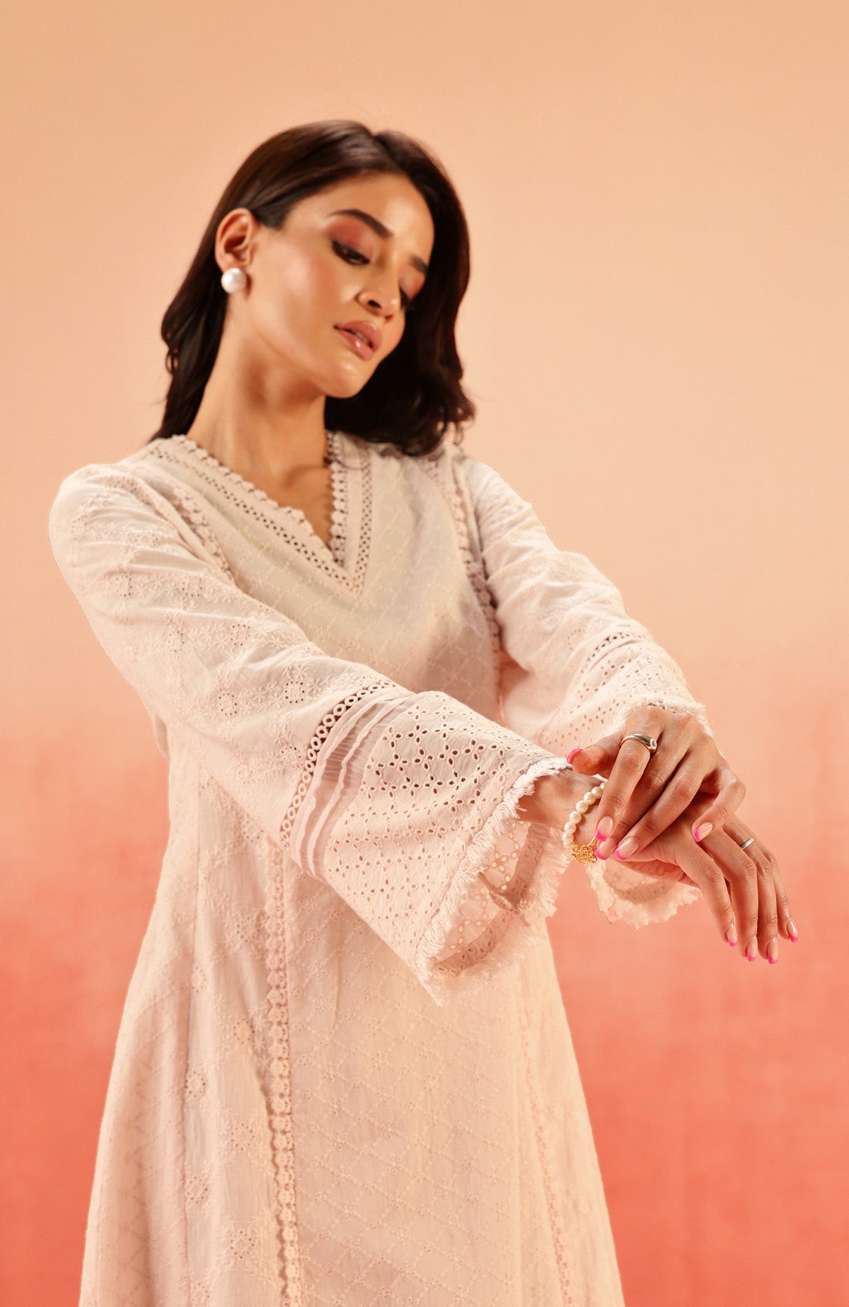 MIRA PINK SCHIFFLI KURTA SET (READY TO SHIP)