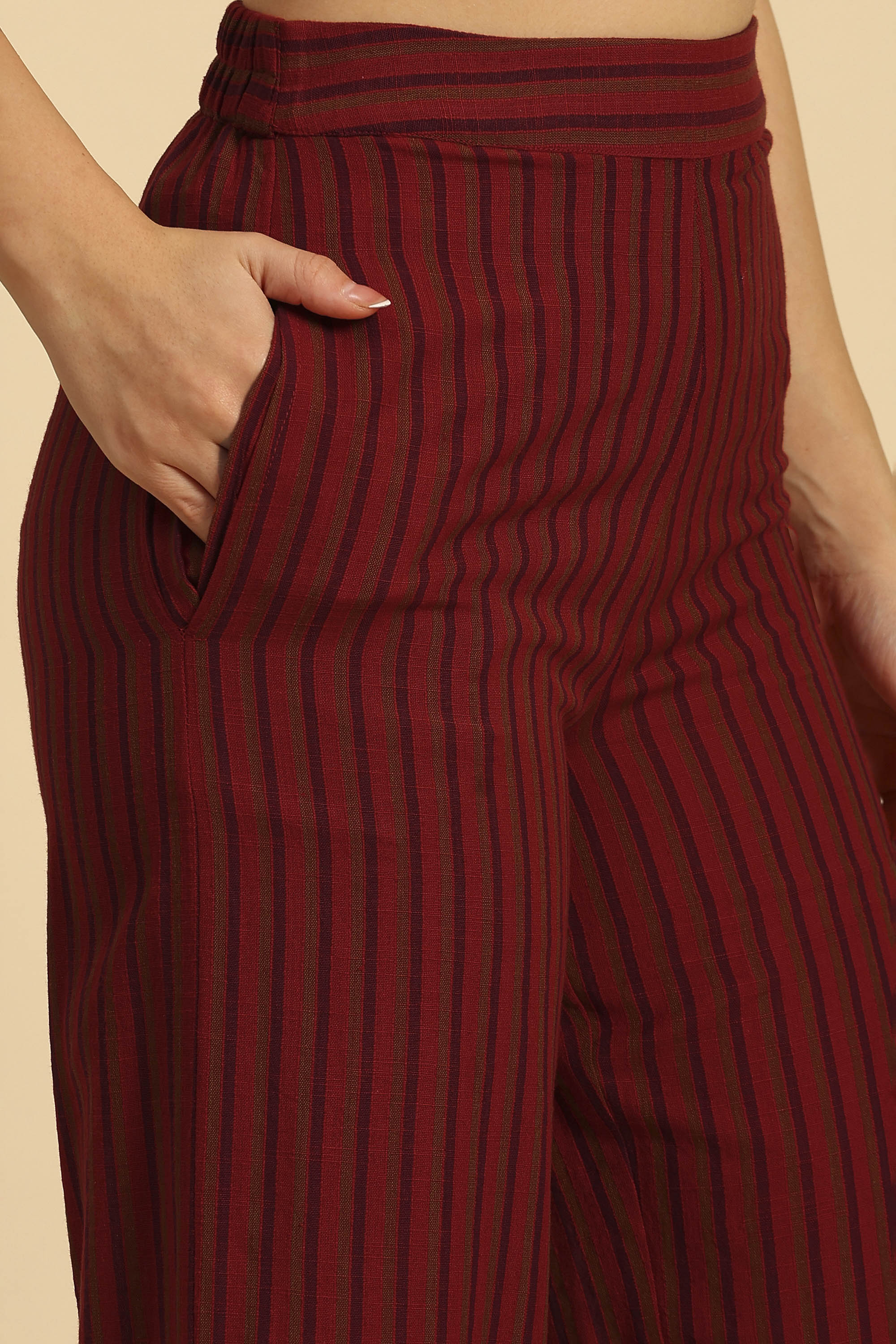 Zoha Red & Purple Embroidered Yarn Dyed Handcrafted Co-ord Set