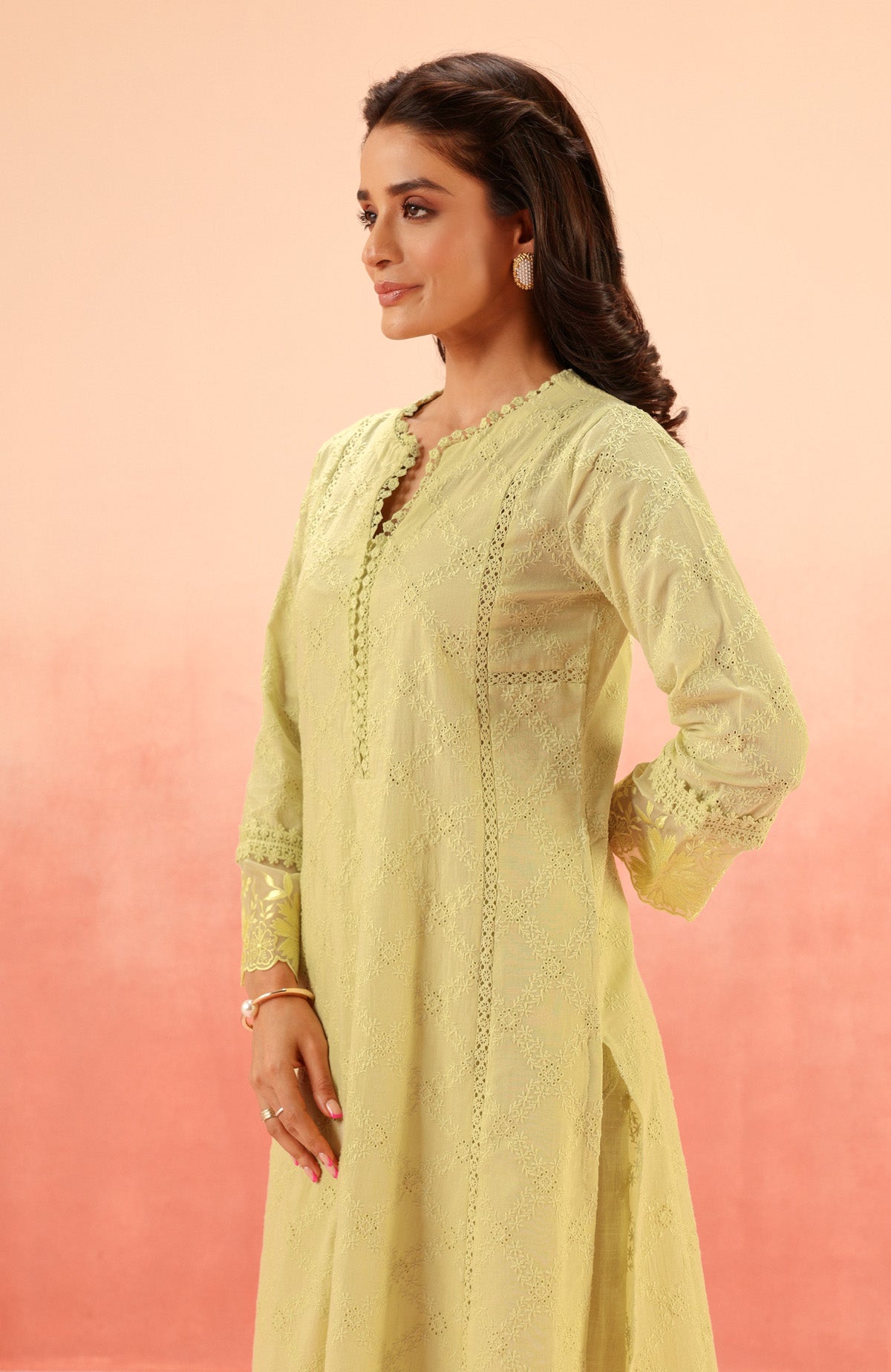 MAIRA GREEN SCHIFFLI EMBROIDERED KURTA SET (READY TO SHIP)