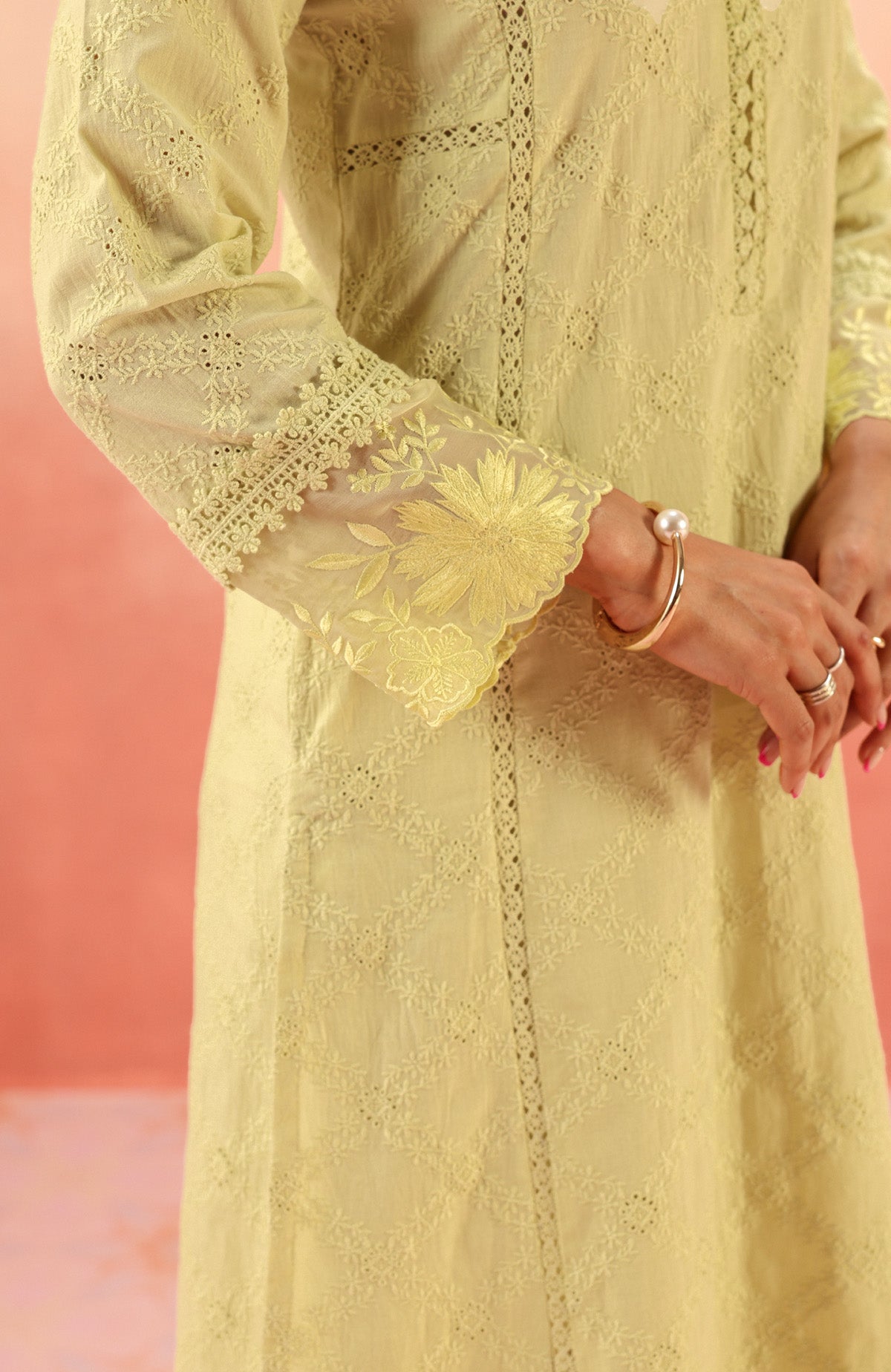 MAIRA GREEN SCHIFFLI EMBROIDERED KURTA SET (READY TO SHIP)