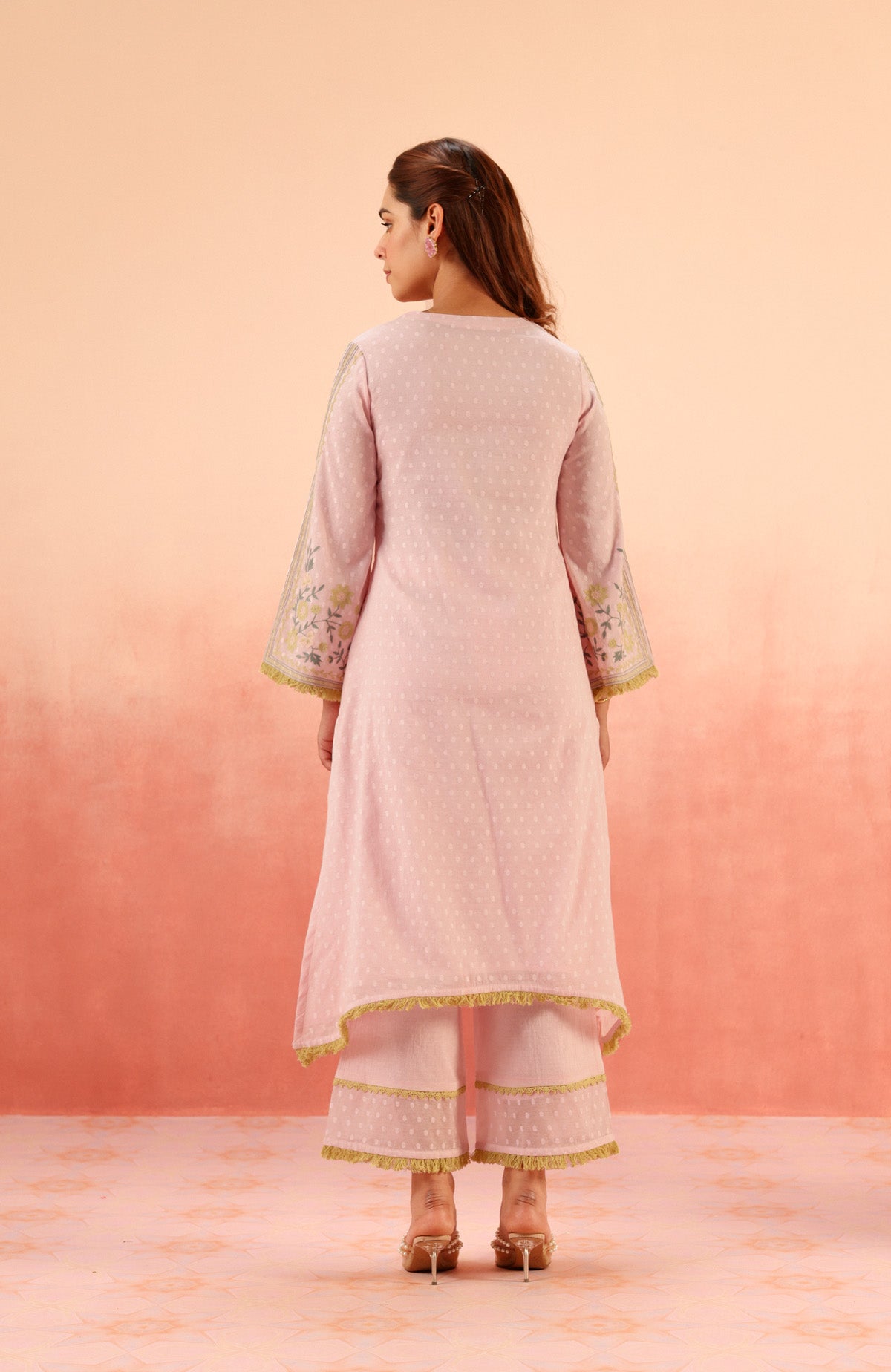 RESHM LILAC JACQUARD EMBROIDERED KURTA SET