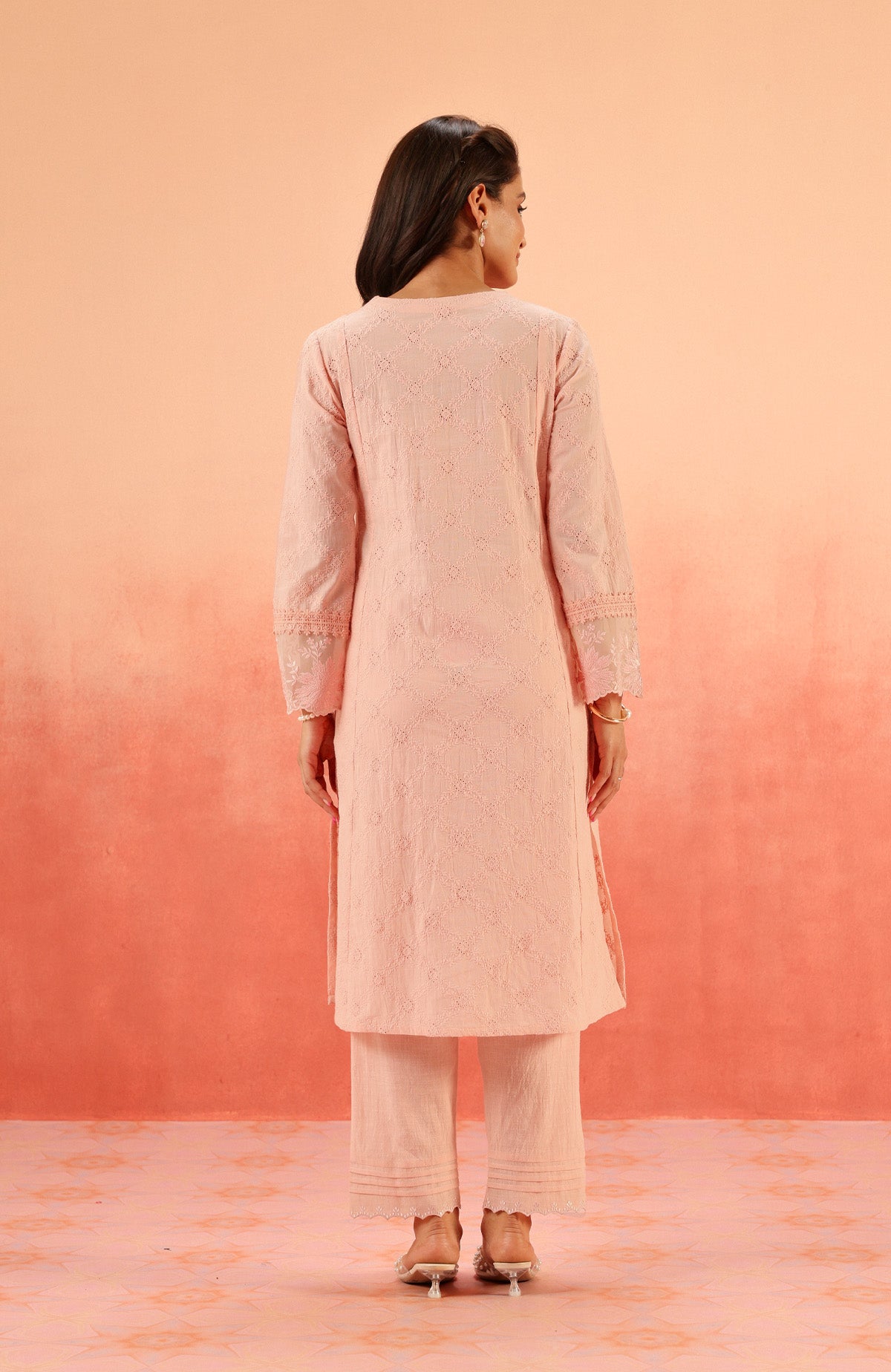 MAIRA PINK SCHIFFLI EMBROIDERED KURTA SET