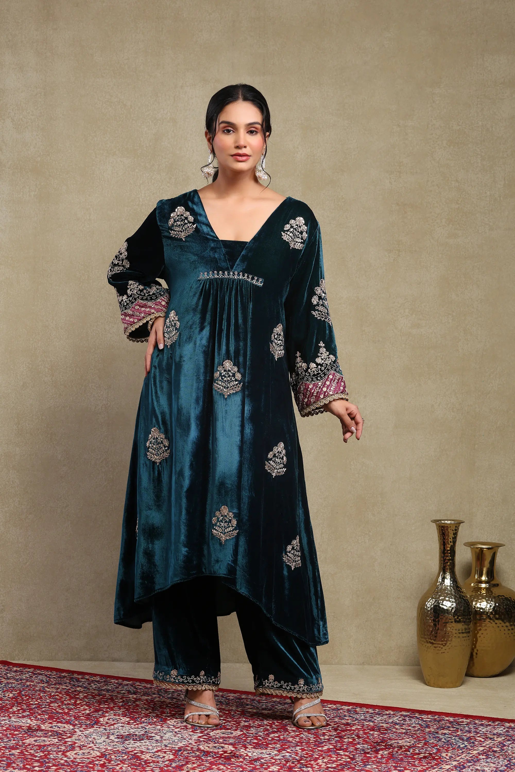 Samira Midnight Blue Velvet Kurta Set