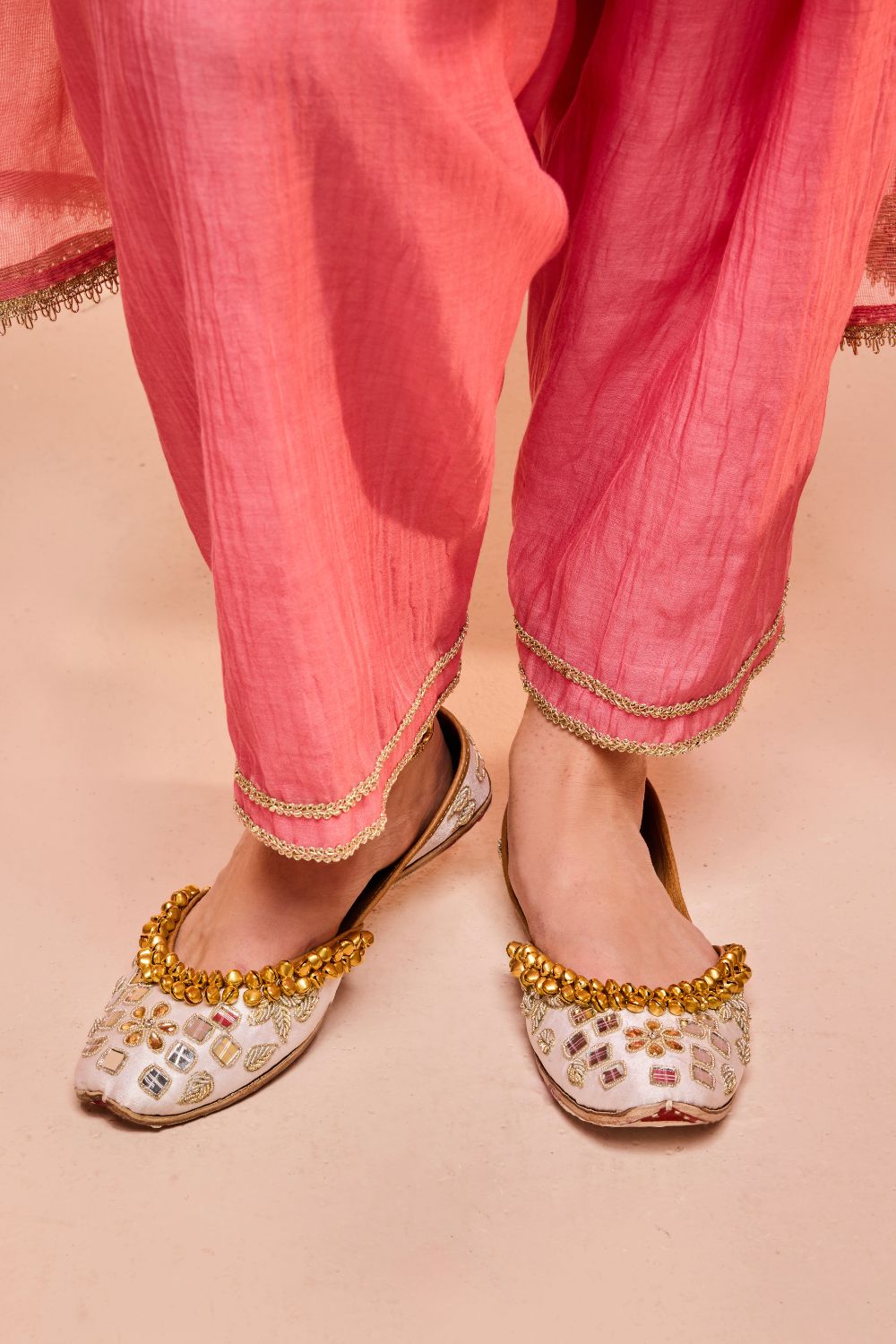 RUMI PINK COTTON SILK CHANDERI KURTA SET