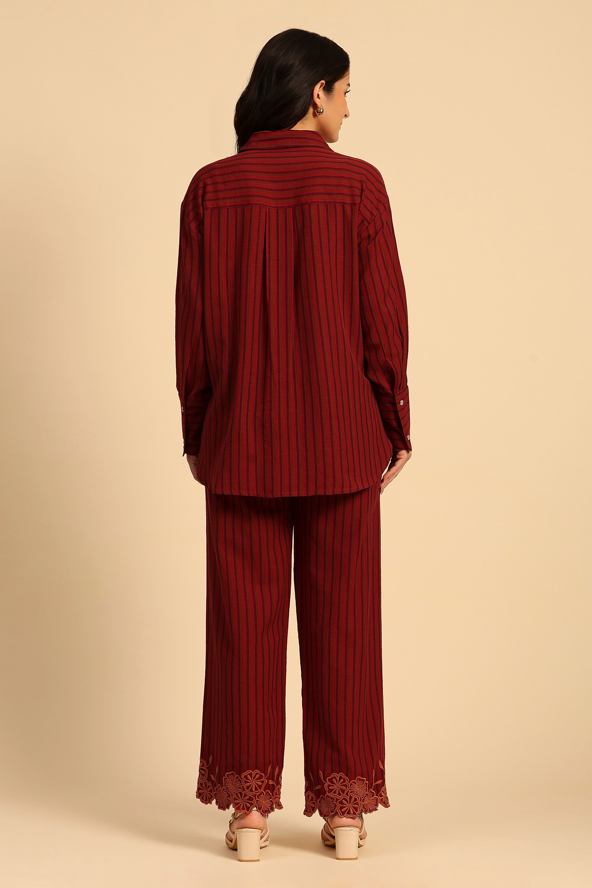 Zoha Red & Purple Embroidered Yarn Dyed Handcrafted Co-ord Set