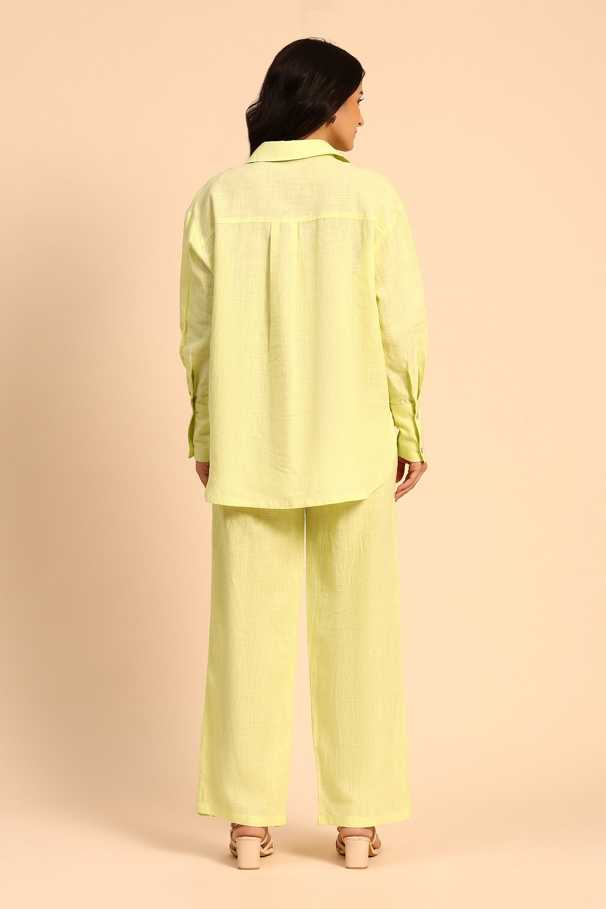 Niya Green Embroidered Handcrafted Cotton Linen Co-ord Set
