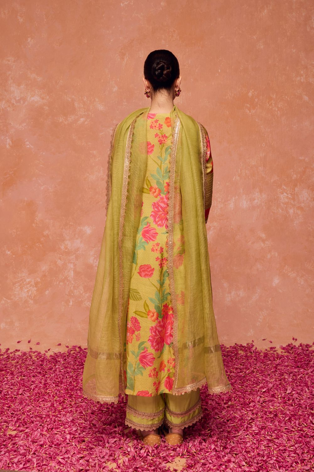 BAHARA GREEN HANDCRFATED A-LINE KURTA SET