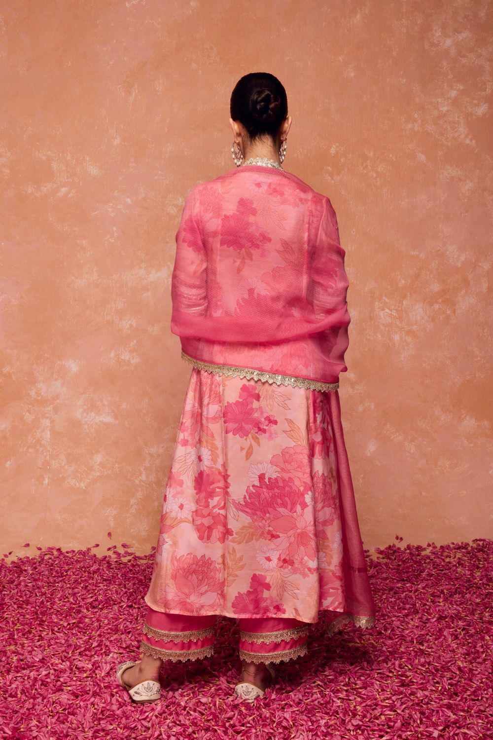 BAHARA PINK HANDCRAFTED A-LINE KURTA SET