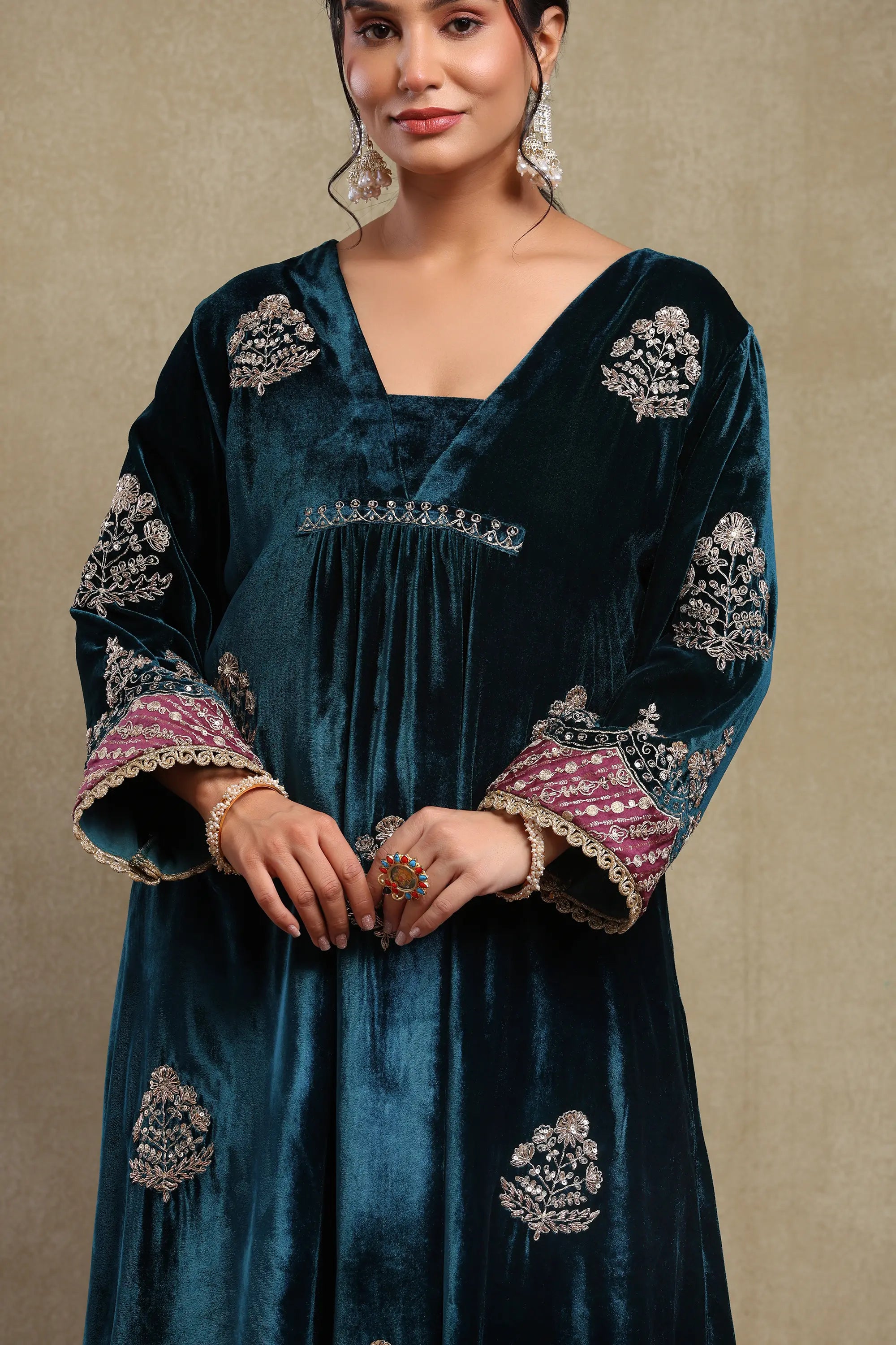 Samira Midnight Blue Velvet Kurta Set