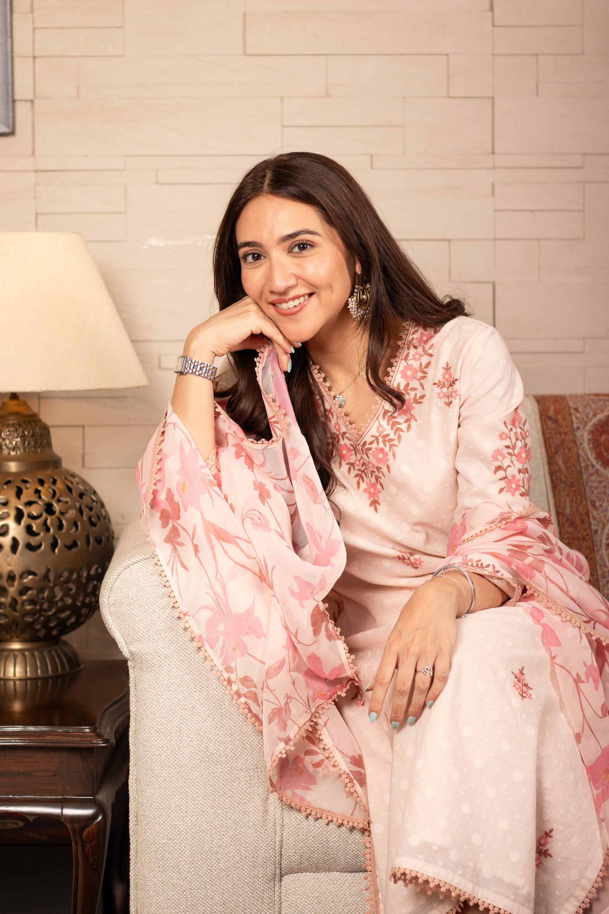Sahiba Bali in GULBANO PINK JACQUARD EMBROIDERED KURTA SET