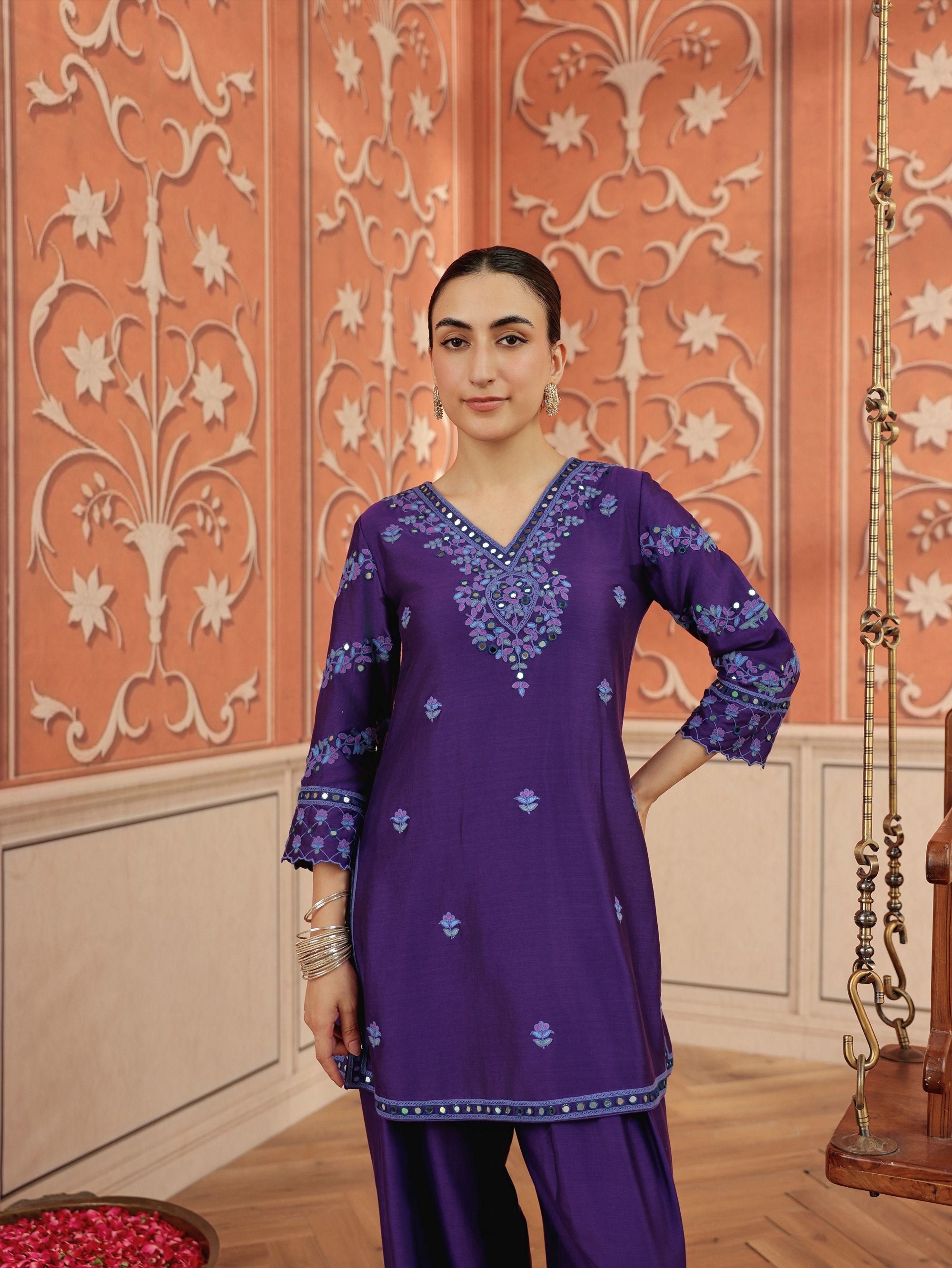 Arushi Purple Handcrafted Kurta Set With Farshi Salwar