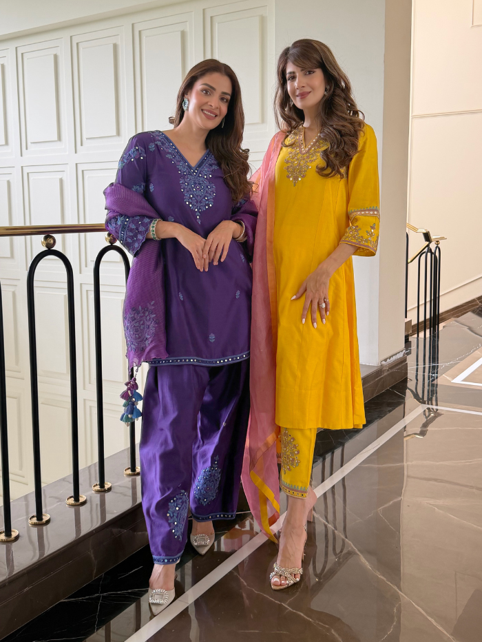Priyanka Narang in Arushi Purple Handcrafted Kurta Set With Farshi Salwar