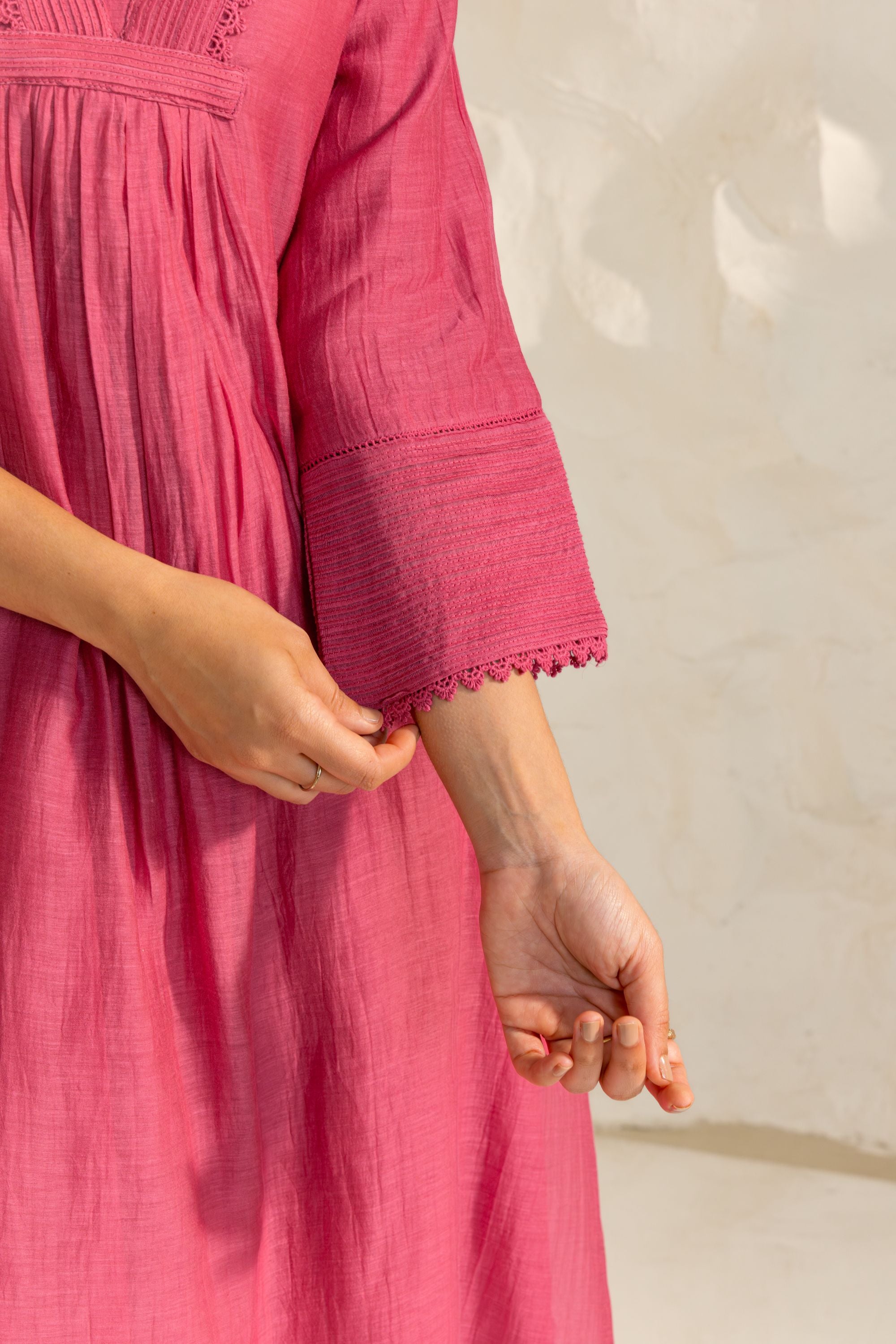 Naisha Pink Cotton-Silk Chanderi Kurta Set