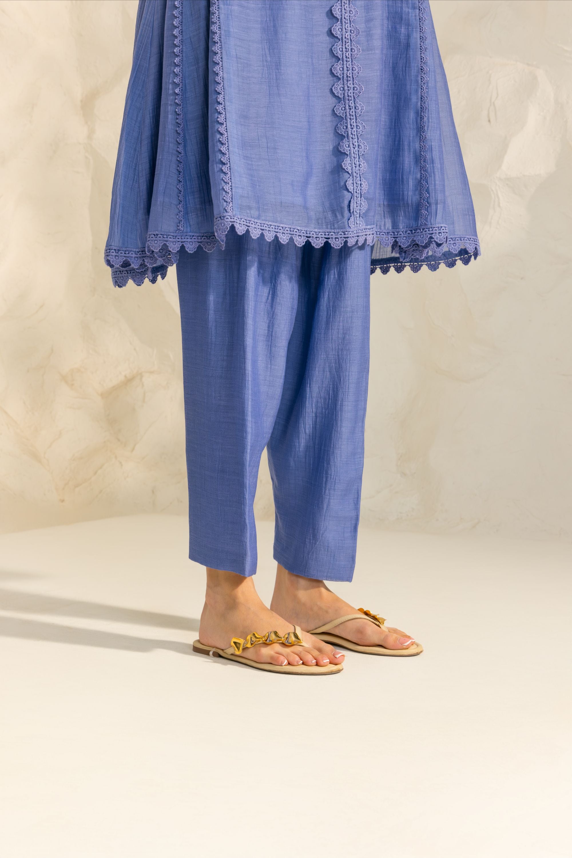 Samara Pastel Blue Cotton-Silk Chanderi Choga Set