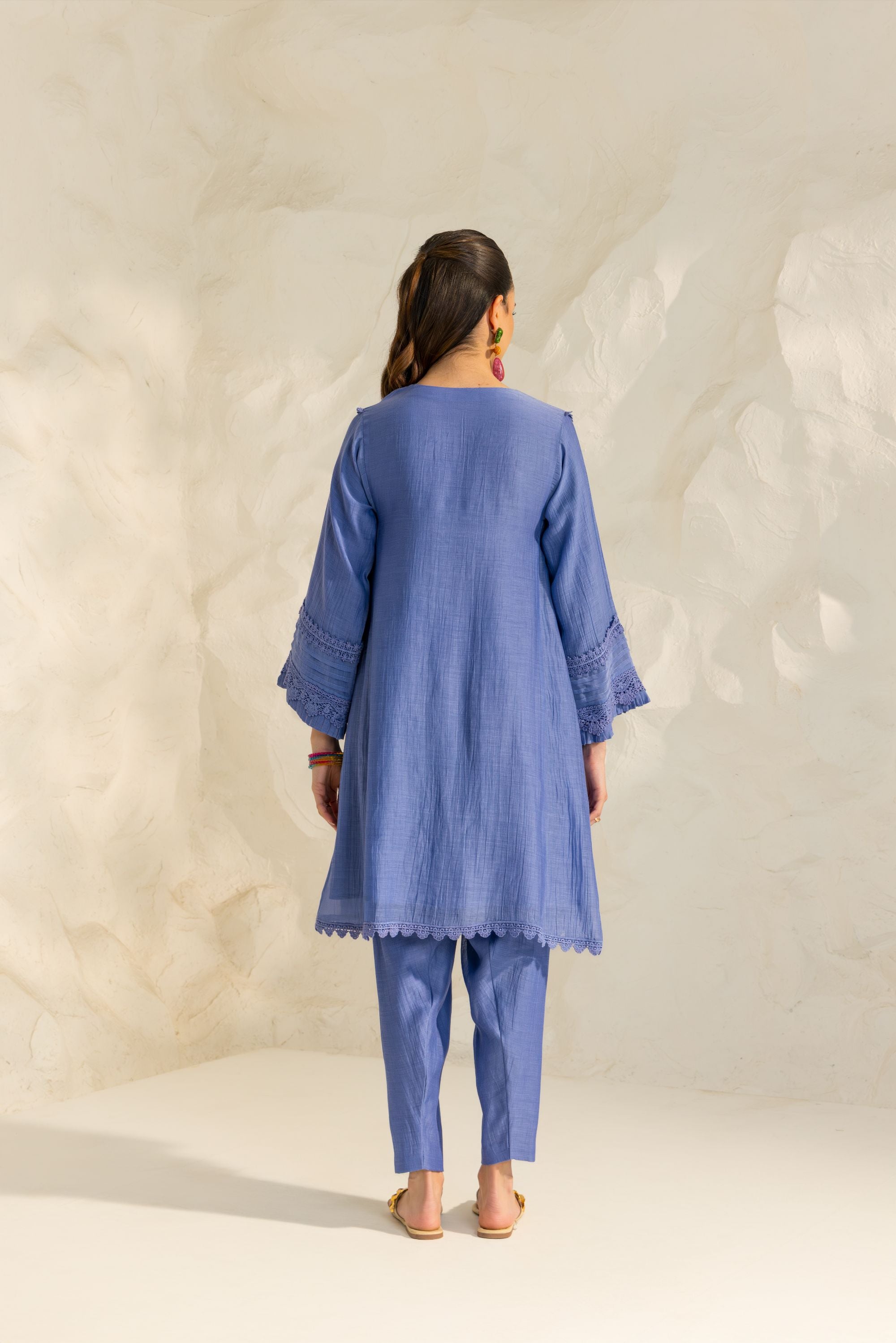 Samara Pastel Blue Cotton-Silk Chanderi Choga Set