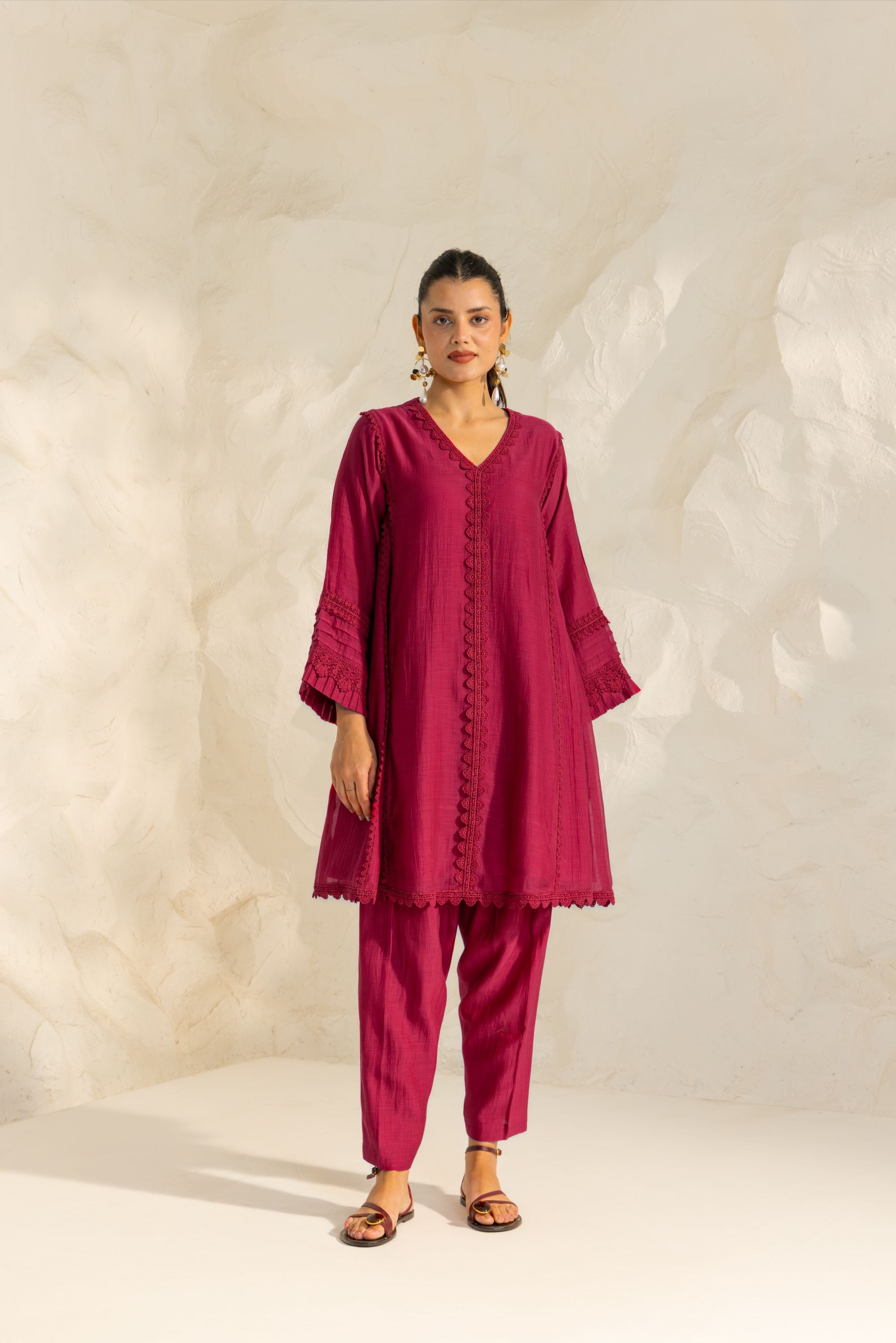 Samara Pink Cotton-Silk Chanderi Choga Set
