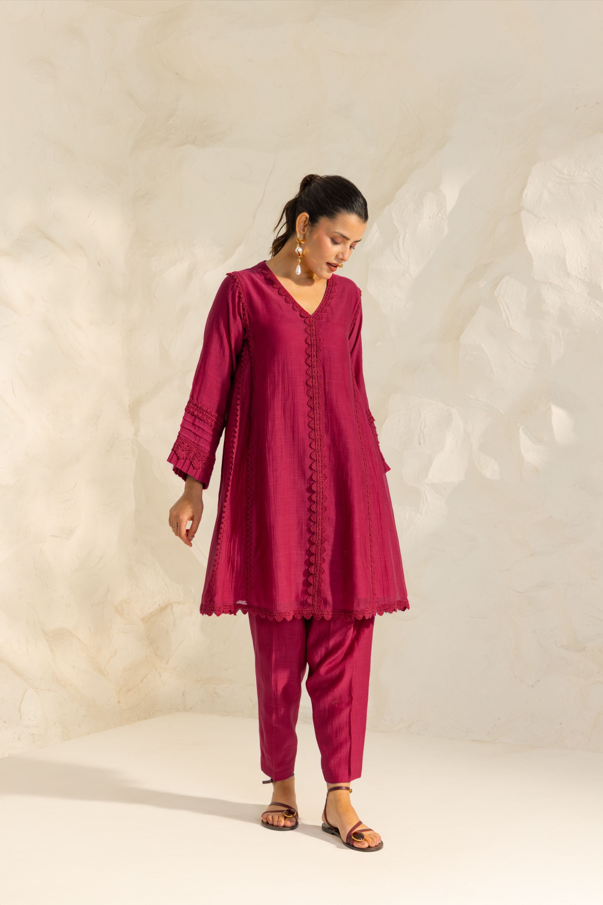 Samara Pink Cotton-Silk Chanderi Choga Set