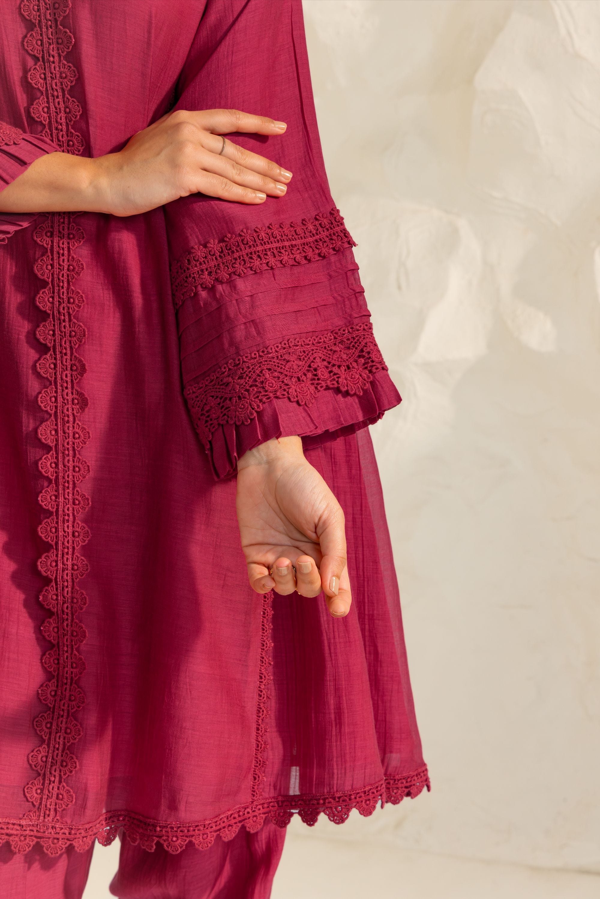 Samara Pink Cotton-Silk Chanderi Choga Set