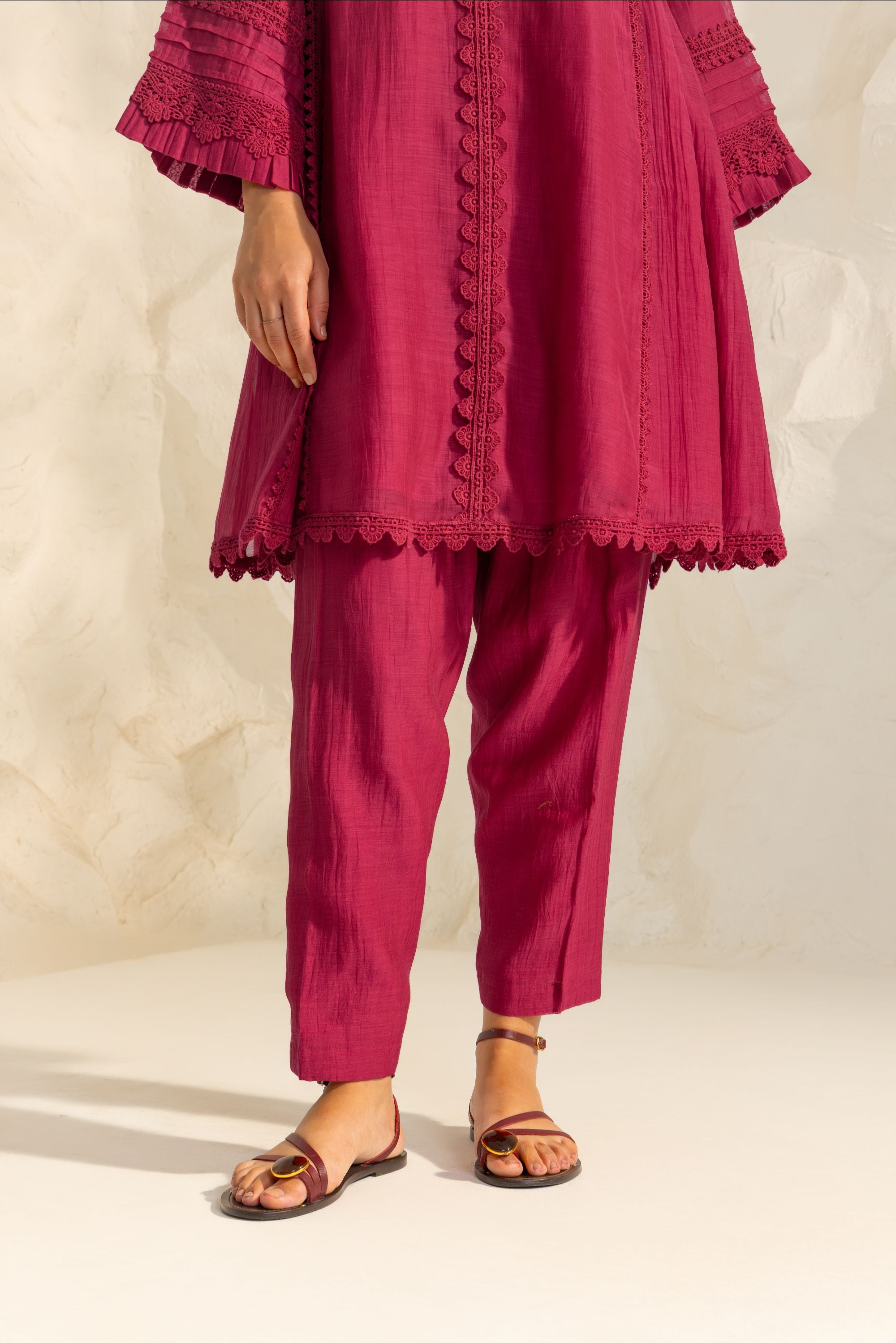 Samara Pink Cotton-Silk Chanderi Choga Set