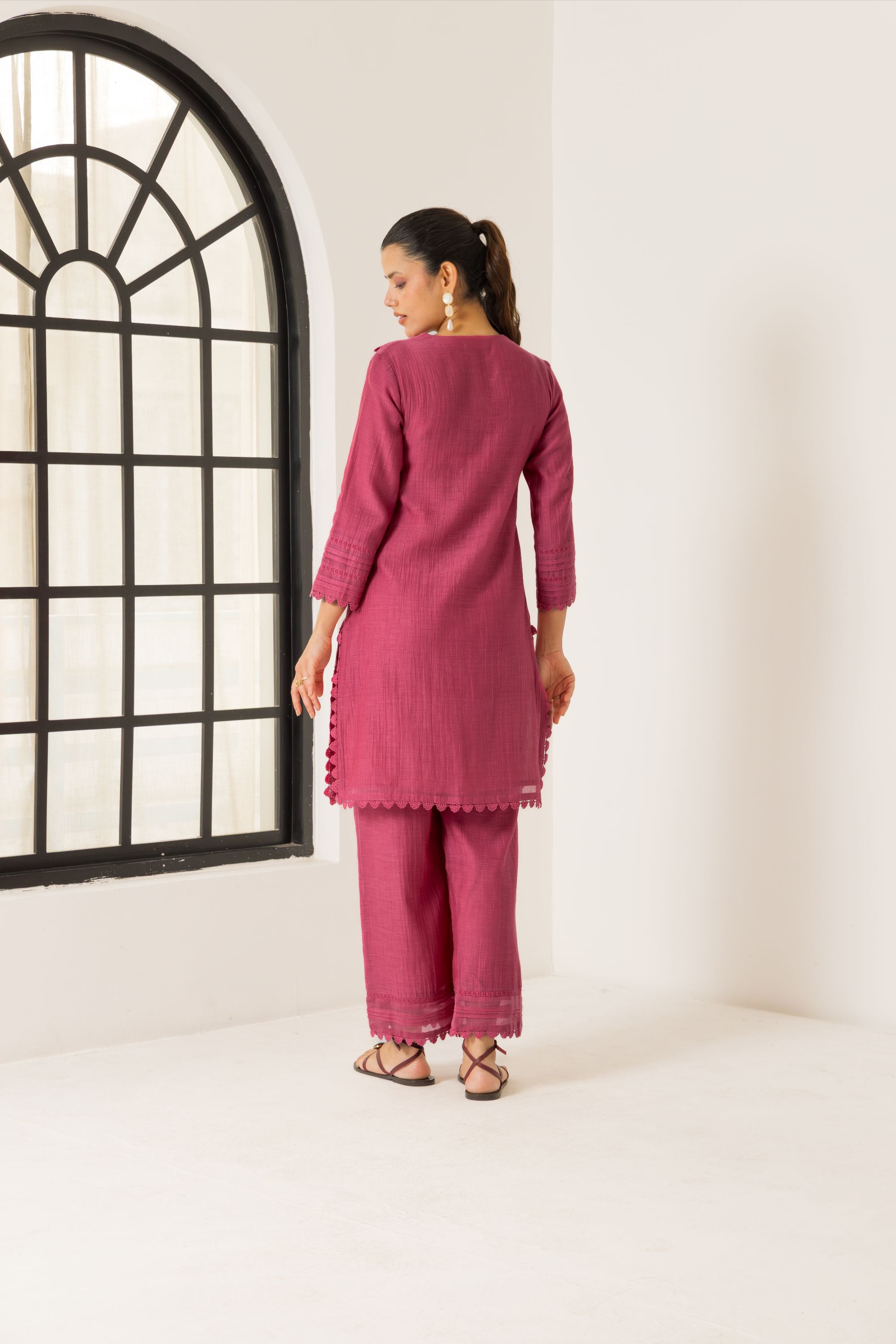 Amara Pink Cotton-Silk Chanderi Kurta Set