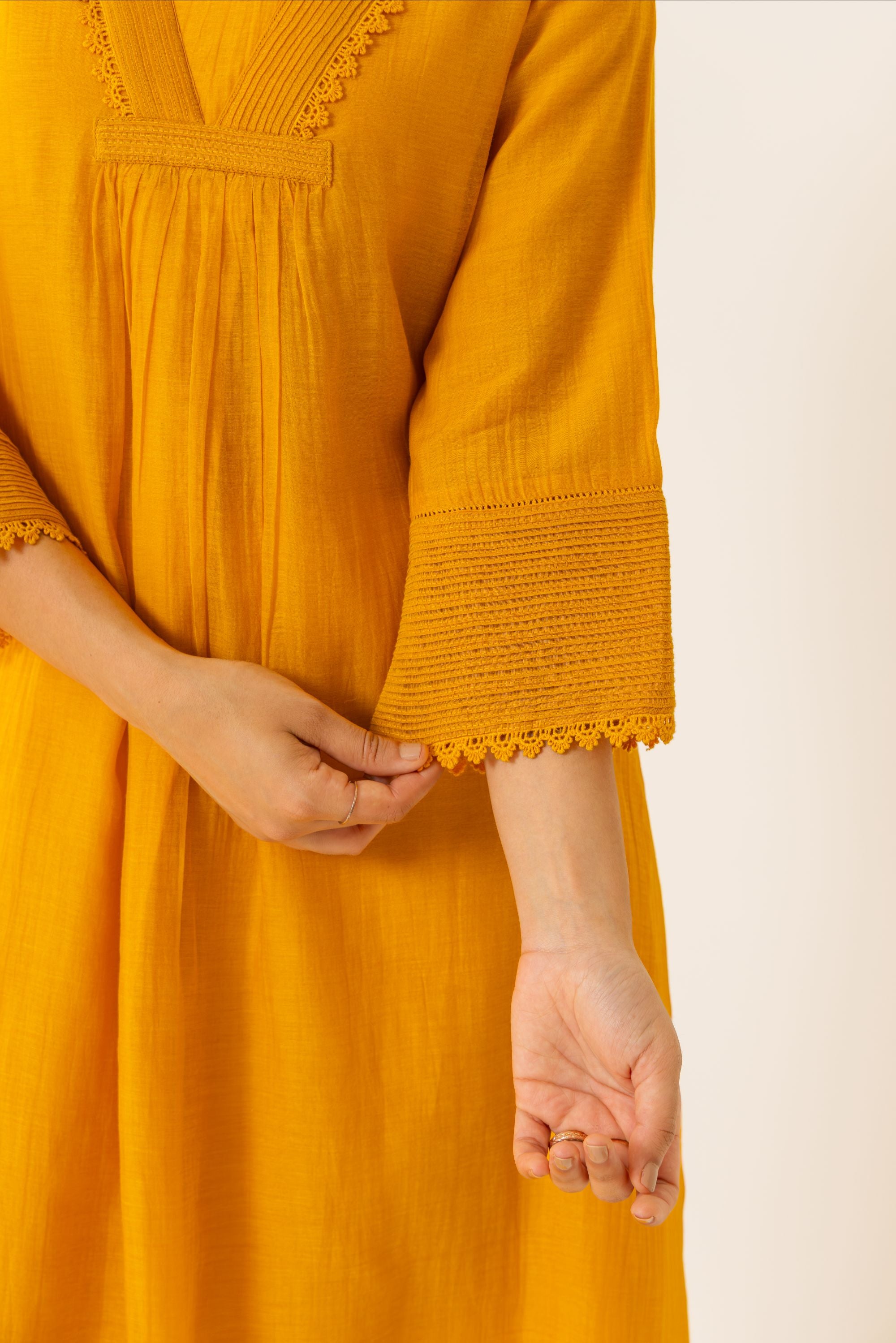 Amara Orange Cotton-Silk Chanderi Kurta Set