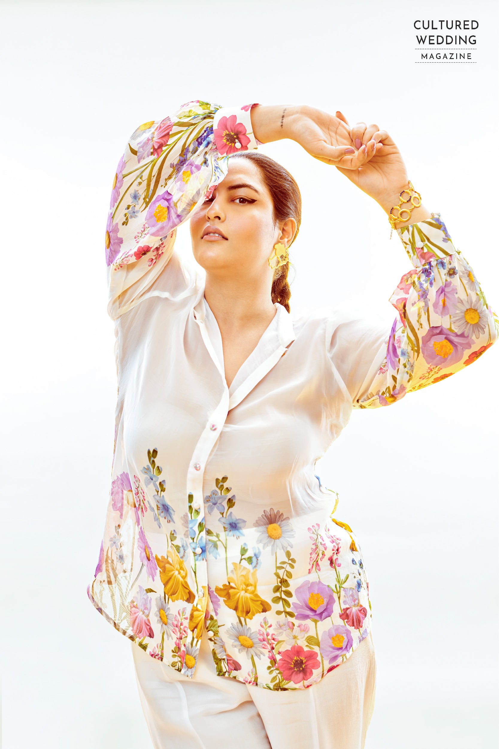 SAKSHI SINDHWANI IN JUNIPER FLORAL PRINTED ORGANZA COORD SET