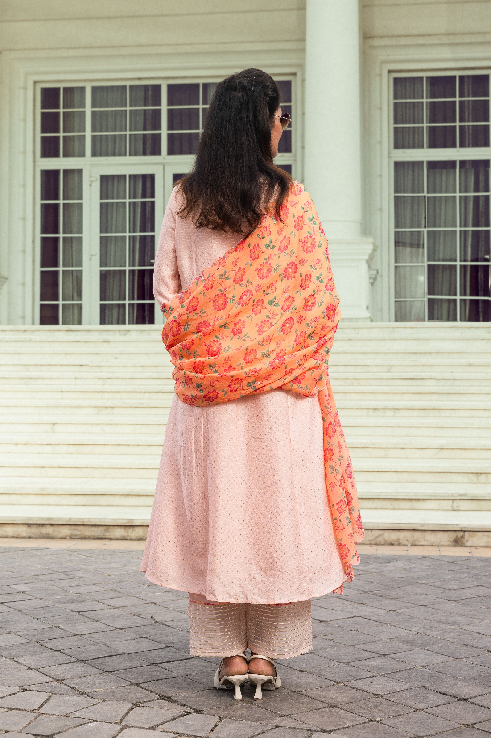 GUL PINK JACQUARD HANDCRAFTED A-LINE KURTA SET (READY TO SHIP)