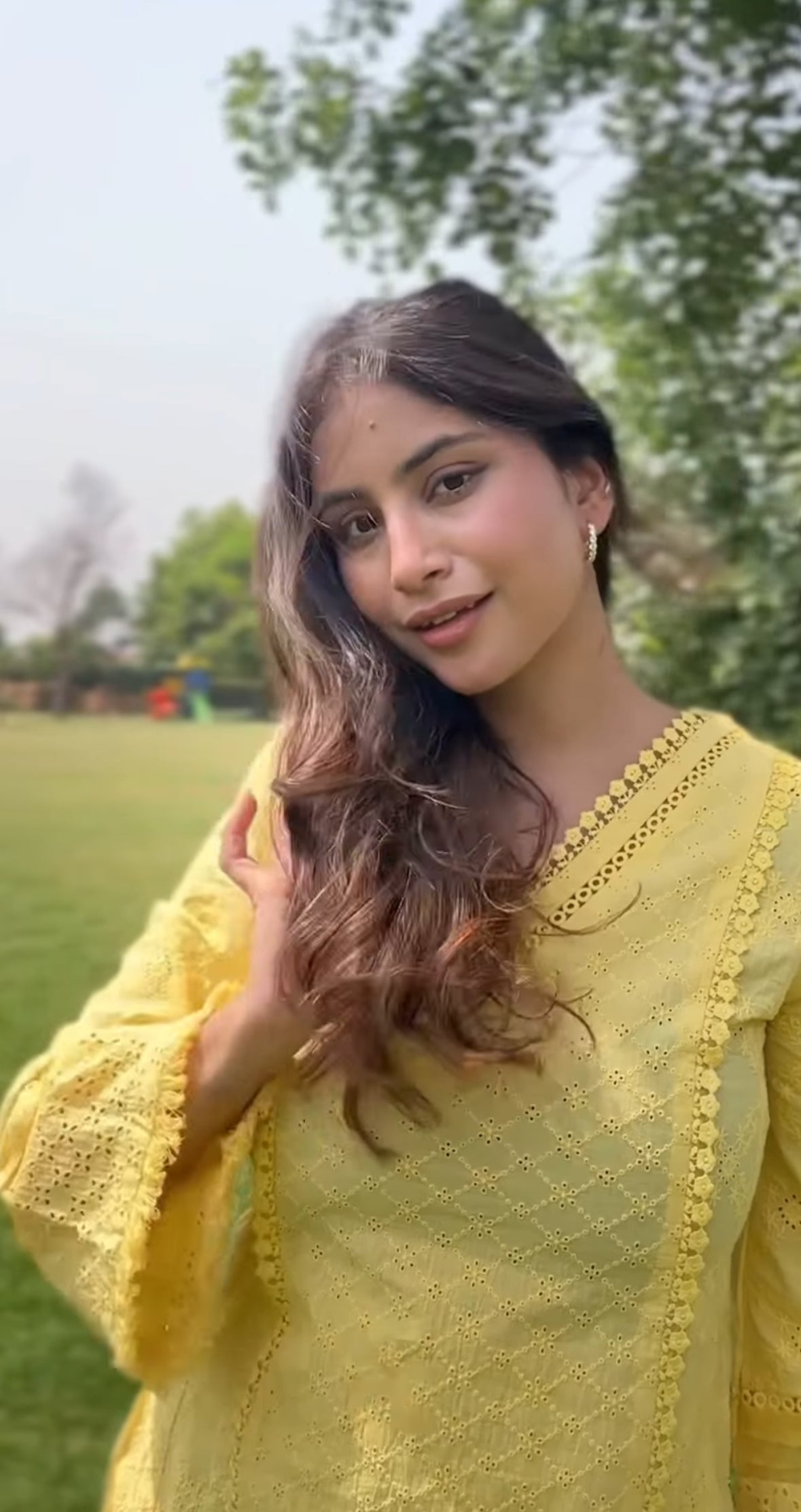 SAMPADA SONI IN MIRA YELLOW SCHIFFLI KURTA SET