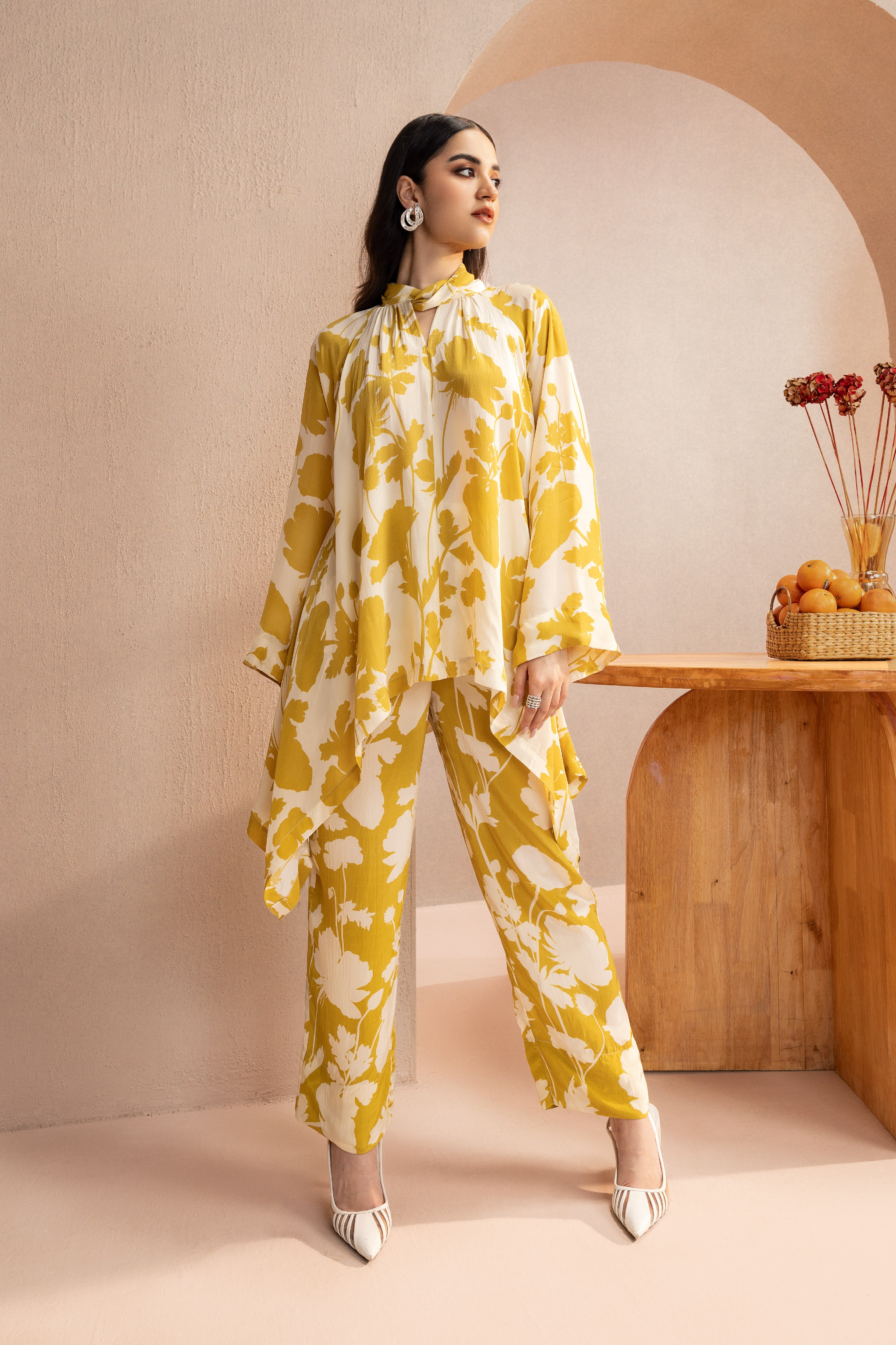 MIRA KAPOOR IN CLAIRE OLIVE FLORAL PRINTED CREPE COORD SET