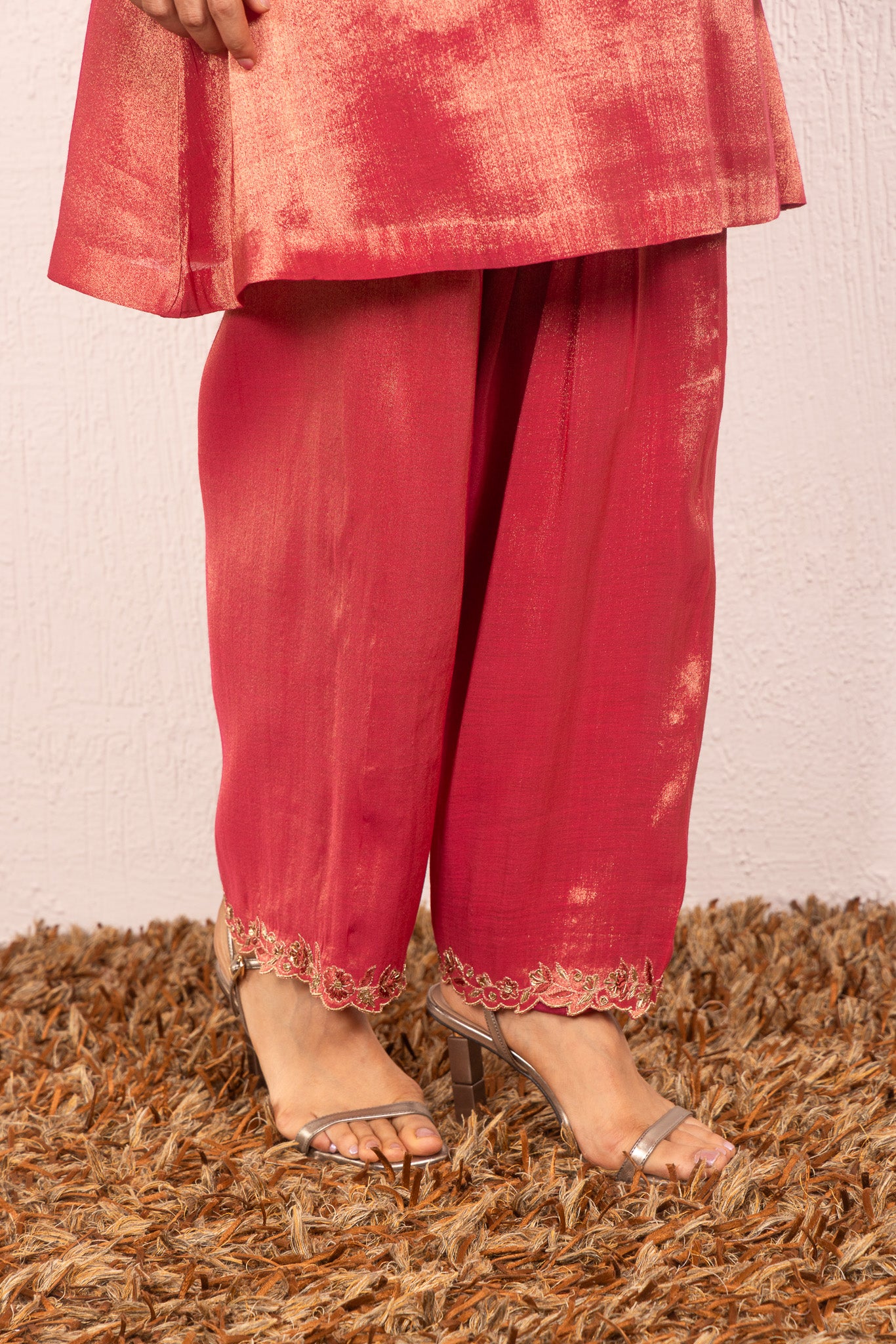 Saanvi Plum handcrafted tissue kurta set (READY TO SHIP)