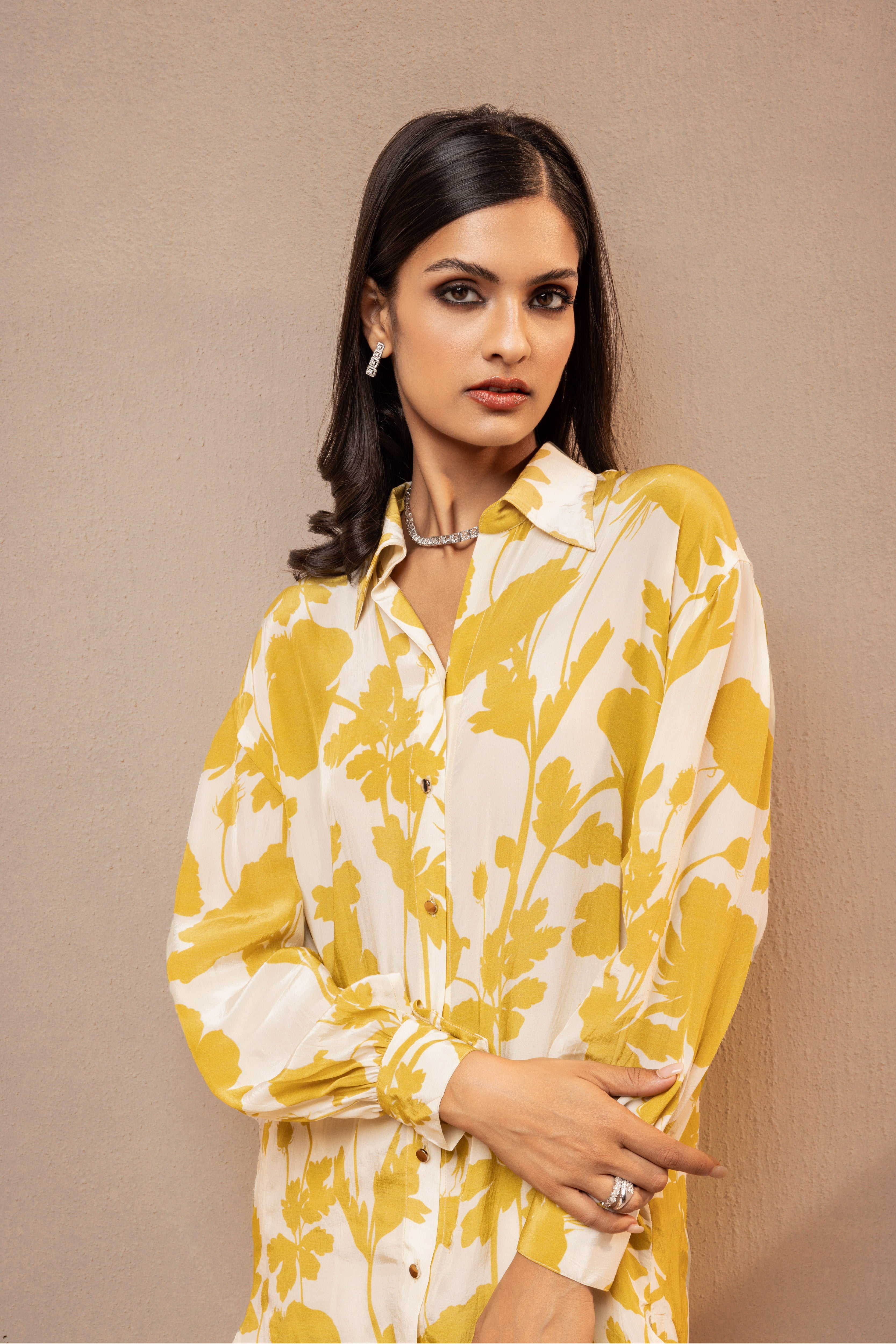 MEGHNA PAHWA IN EMILY OLIVE FLORAL PRINTED CREPE COORD SET