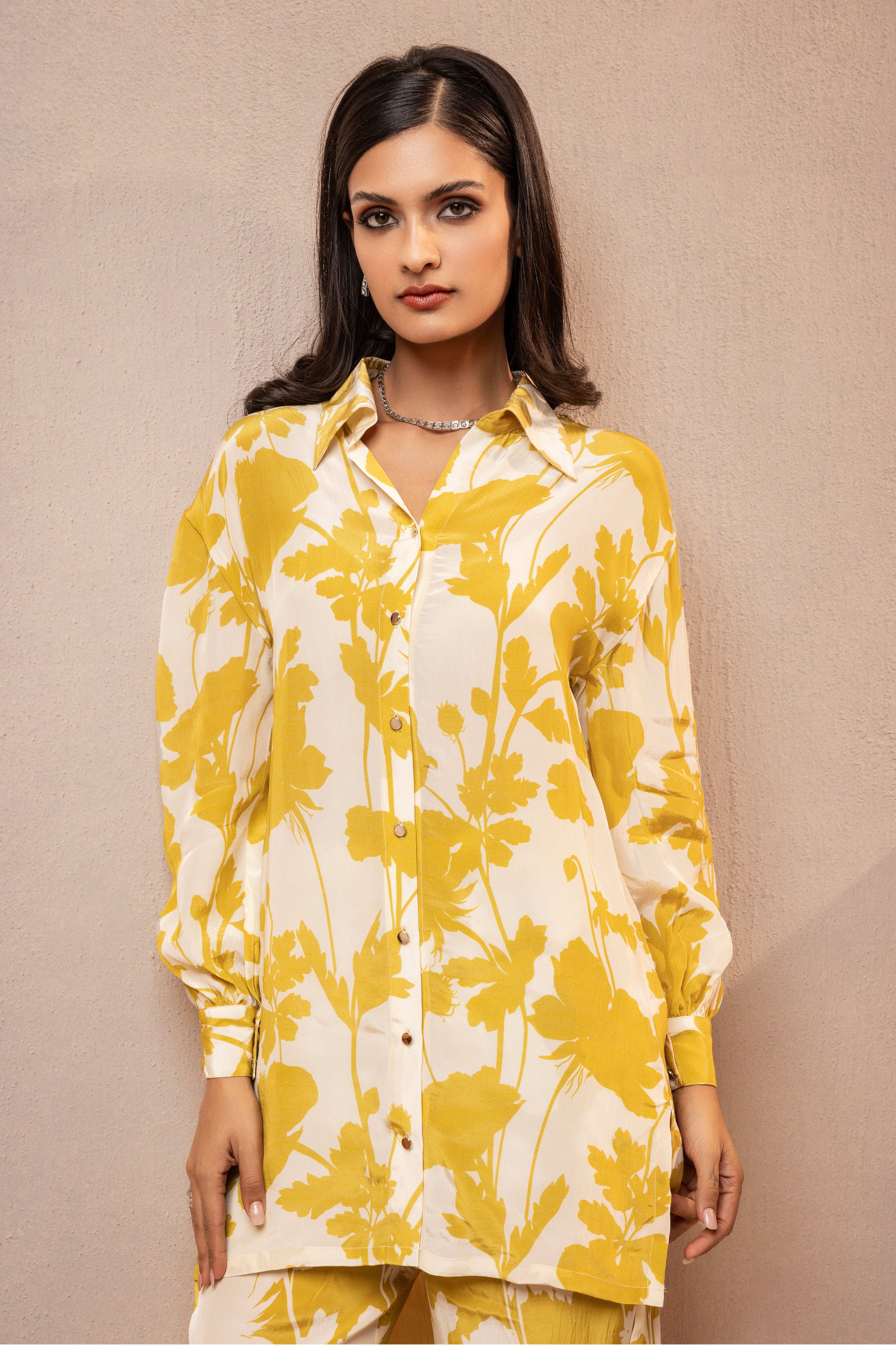 MEGHNA PAHWA IN EMILY OLIVE FLORAL PRINTED CREPE COORD SET