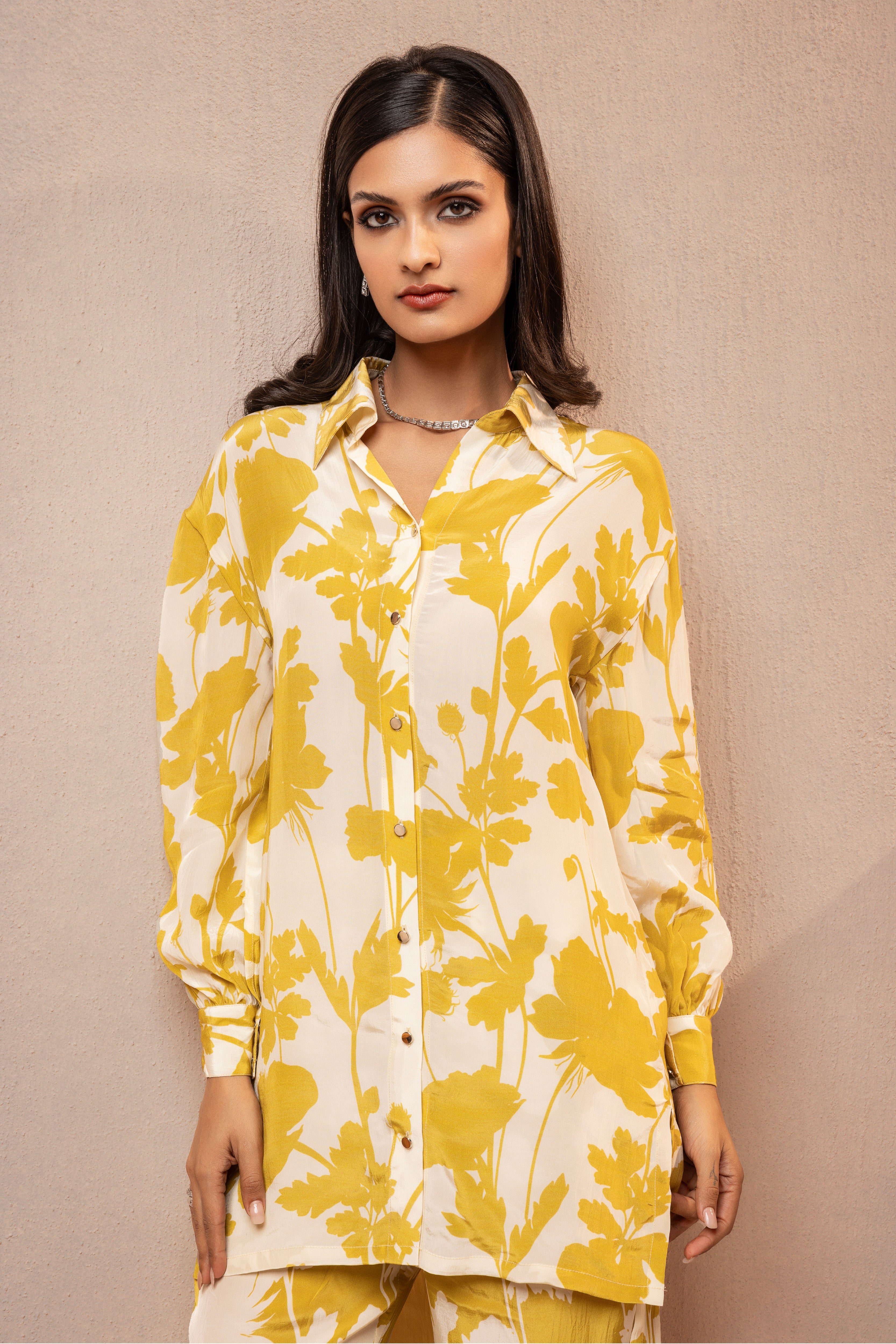 MEGHNA PAHWA IN EMILY OLIVE FLORAL PRINTED CREPE COORD SET