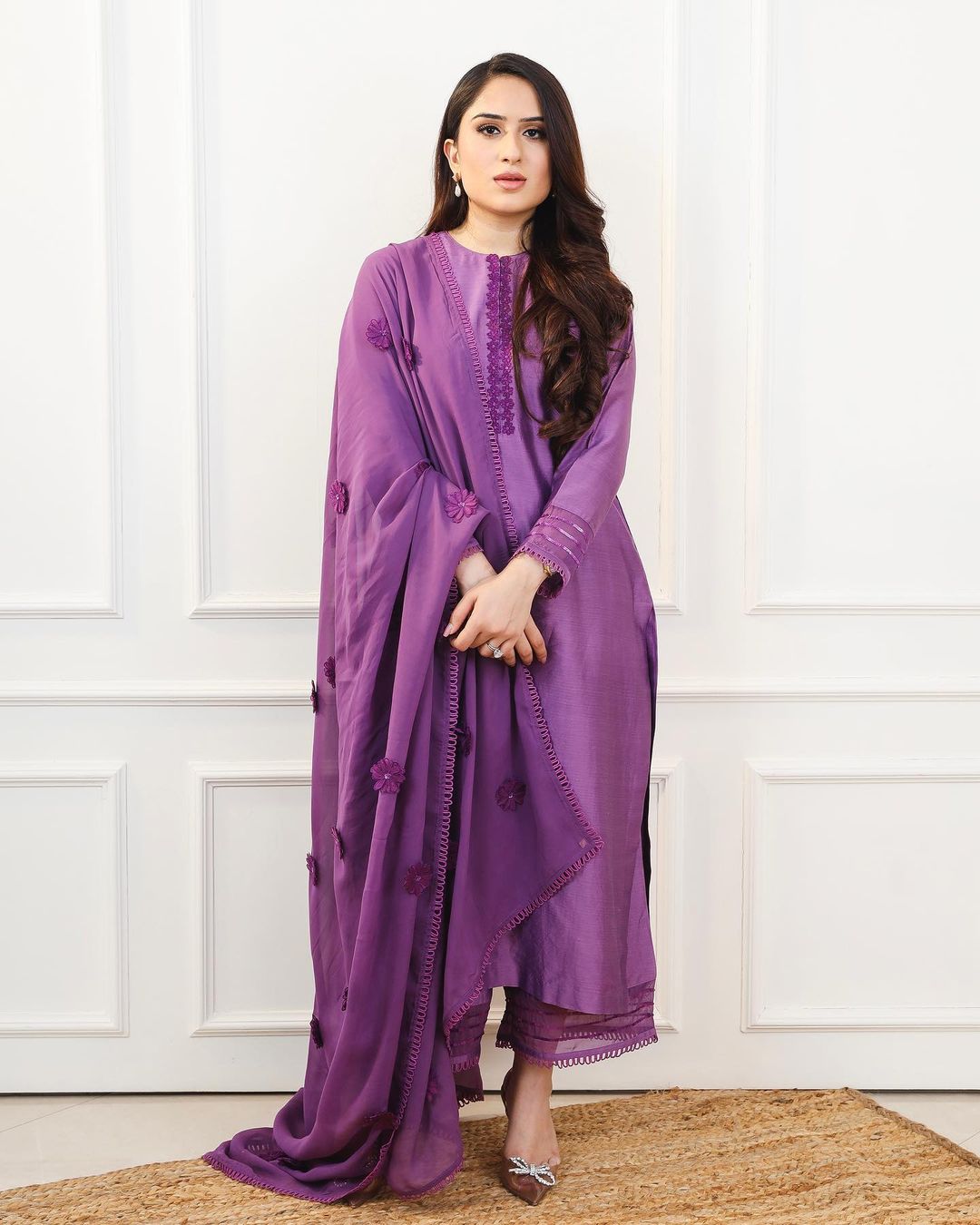 SAIRA PURPLE SILK CHANDERI HANDCRAFTED KURTA SET