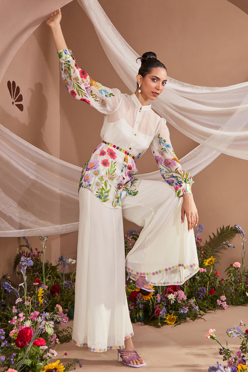 JUNIPER FLORAL PRINTED ORGANZA COORD SET