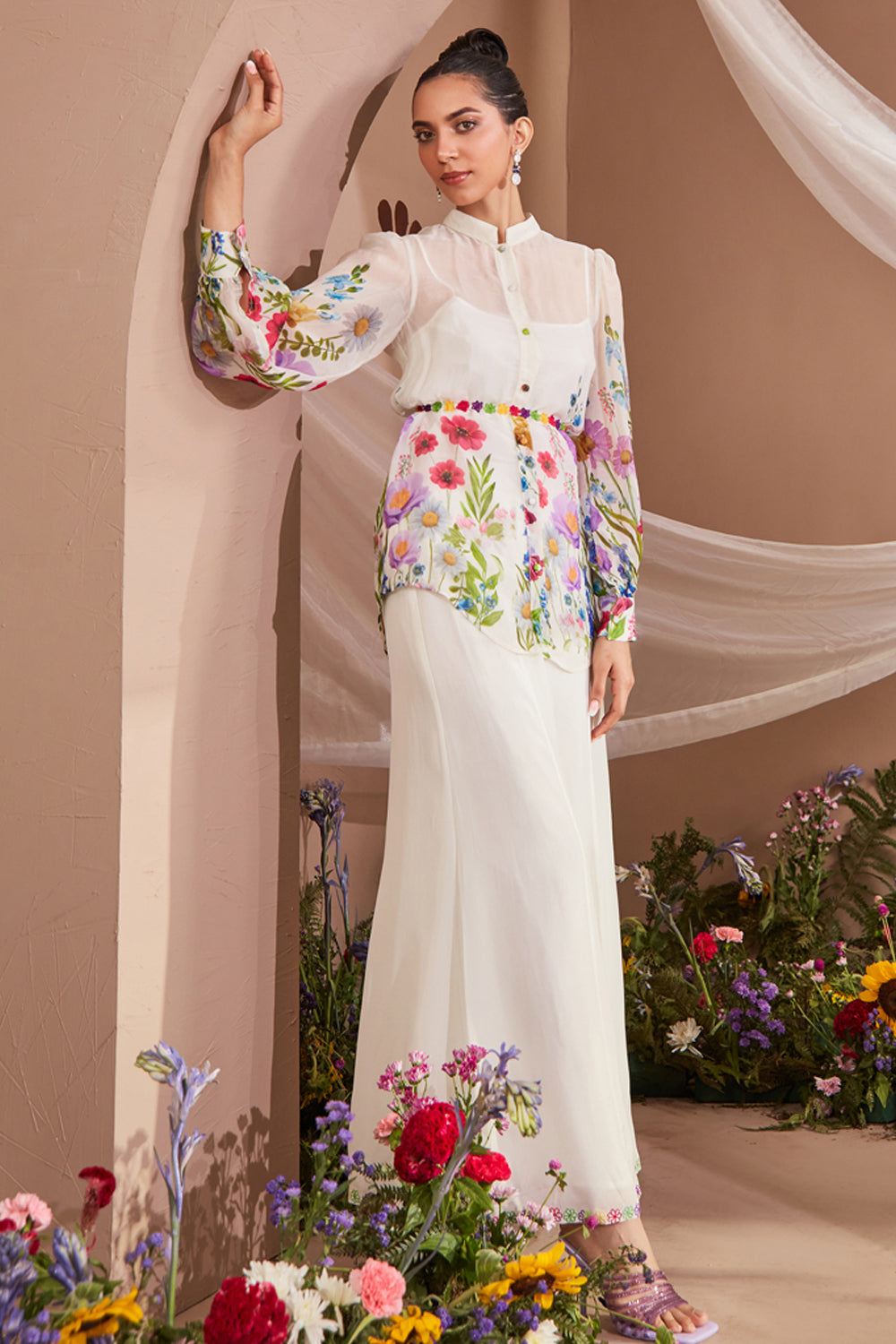 JUNIPER FLORAL PRINTED ORGANZA COORD SET