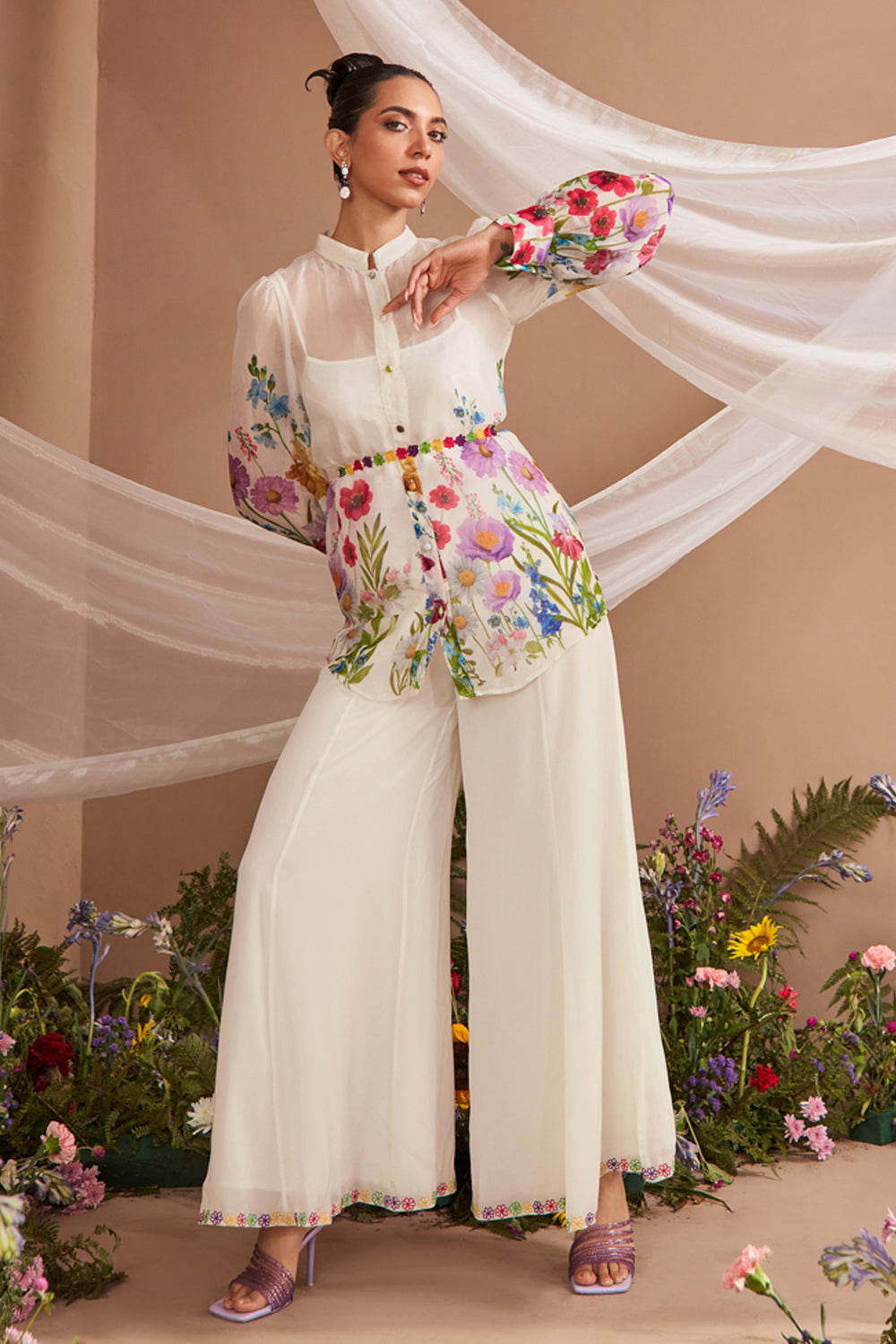 JUNIPER FLORAL PRINTED ORGANZA COORD SET