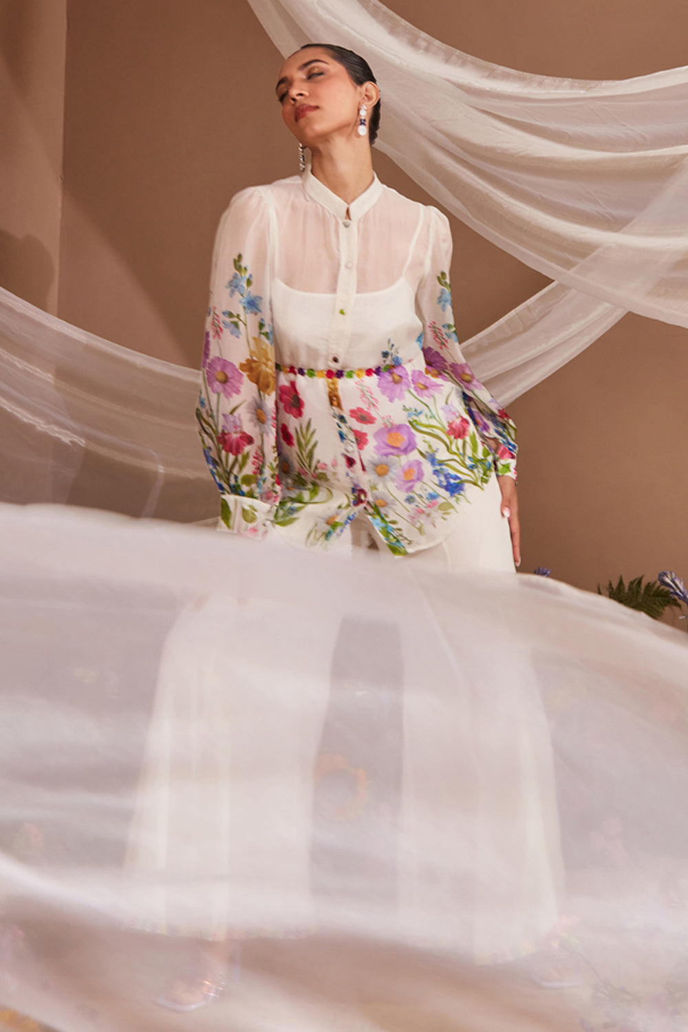 JUNIPER FLORAL PRINTED ORGANZA COORD SET