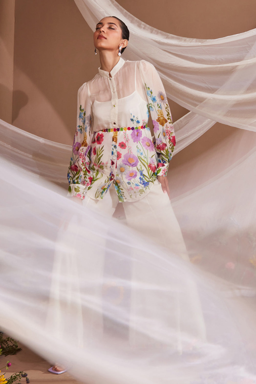 JUNIPER FLORAL PRINTED ORGANZA COORD SET