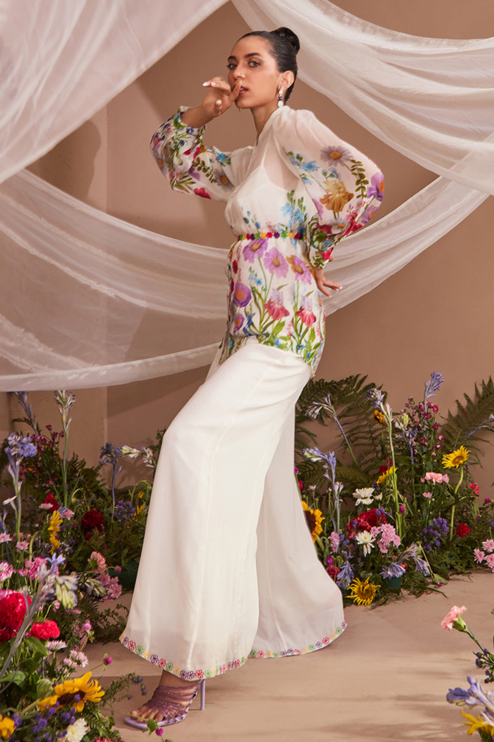 JUNIPER FLORAL PRINTED ORGANZA COORD SET