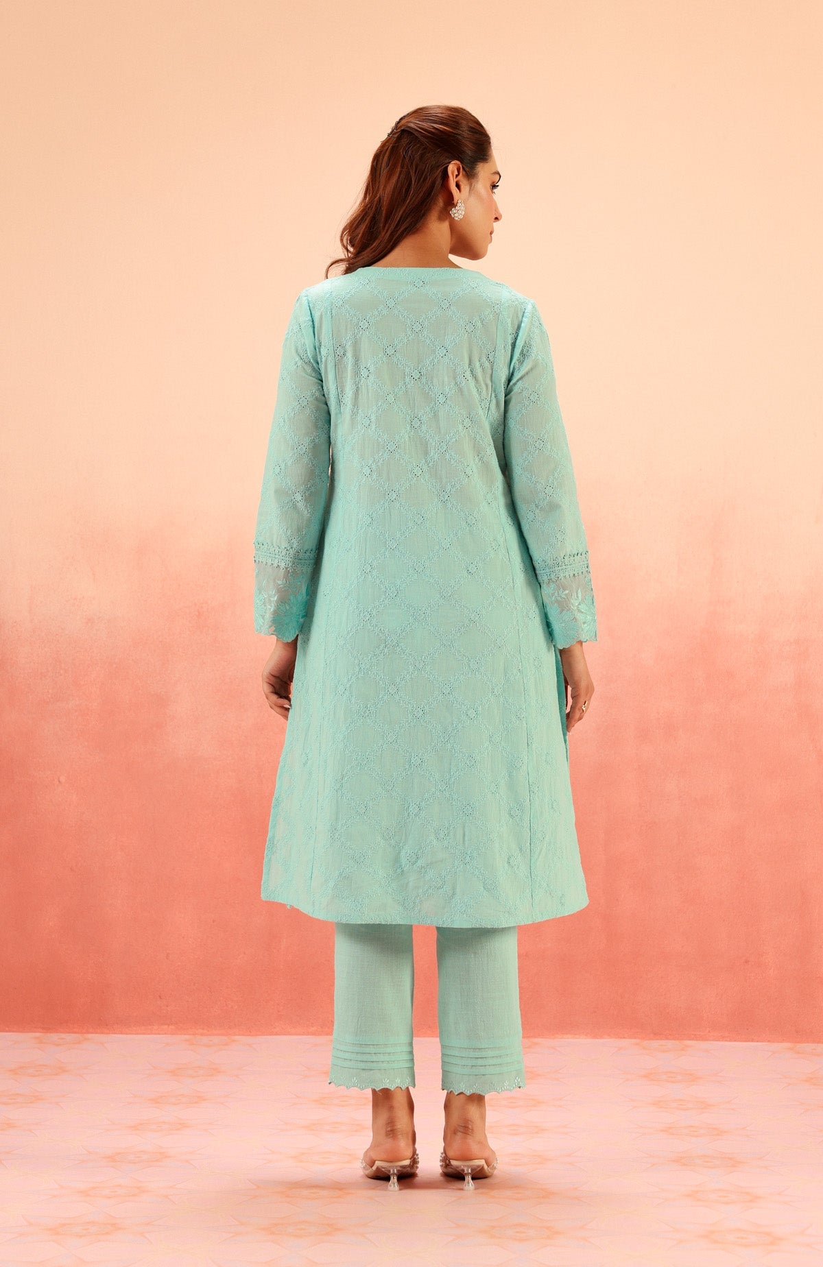 Sahiba Bali in MAIRA BLUE SCHIFFLI EMBROIDERED KURTA SET