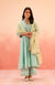 CHANDANI TURQUOISE COTTON SILK EMBROIDERED KURTA SET