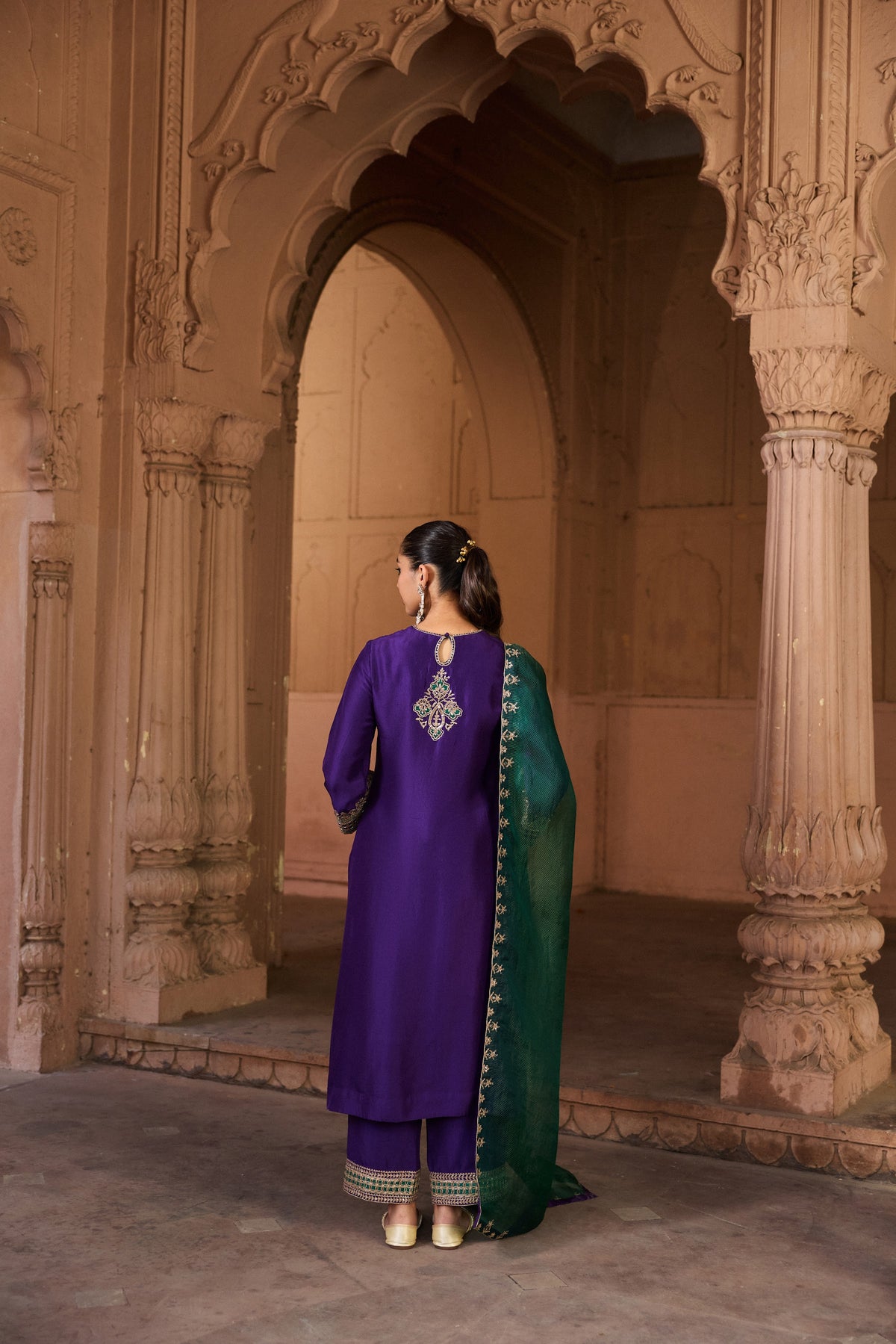 DEVYANI PURE SILK HANDCRAFTED PURPLE STRAIGHT KURTA SET