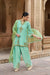 SHAHEEN SILK CHANDERI HANDCRAFTED TURQUOISE KURTA SET WITH FARSHI SALWAR