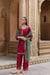 ASMI SILK CHANDERI HANDCRAFTED  RED STRAIGHT KURTA SET