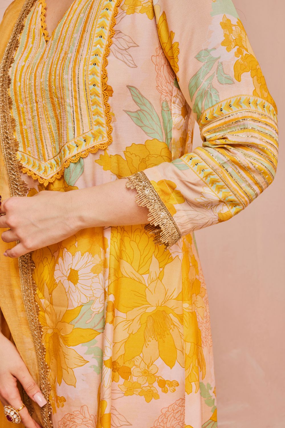 BAHARA YELLOW A-LINE KURTA SET