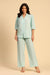 Daphne Blue Embroidered Cotton Linen Handcrafted Co-ord Set
