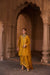 RAAGINI SILK CHANDERI HANDCRAFTED MUSTARD STRAIGHT KURTA SET