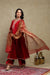 Sahira Cherry Red Embroidered Silk Velvet A-Line Kurta Set