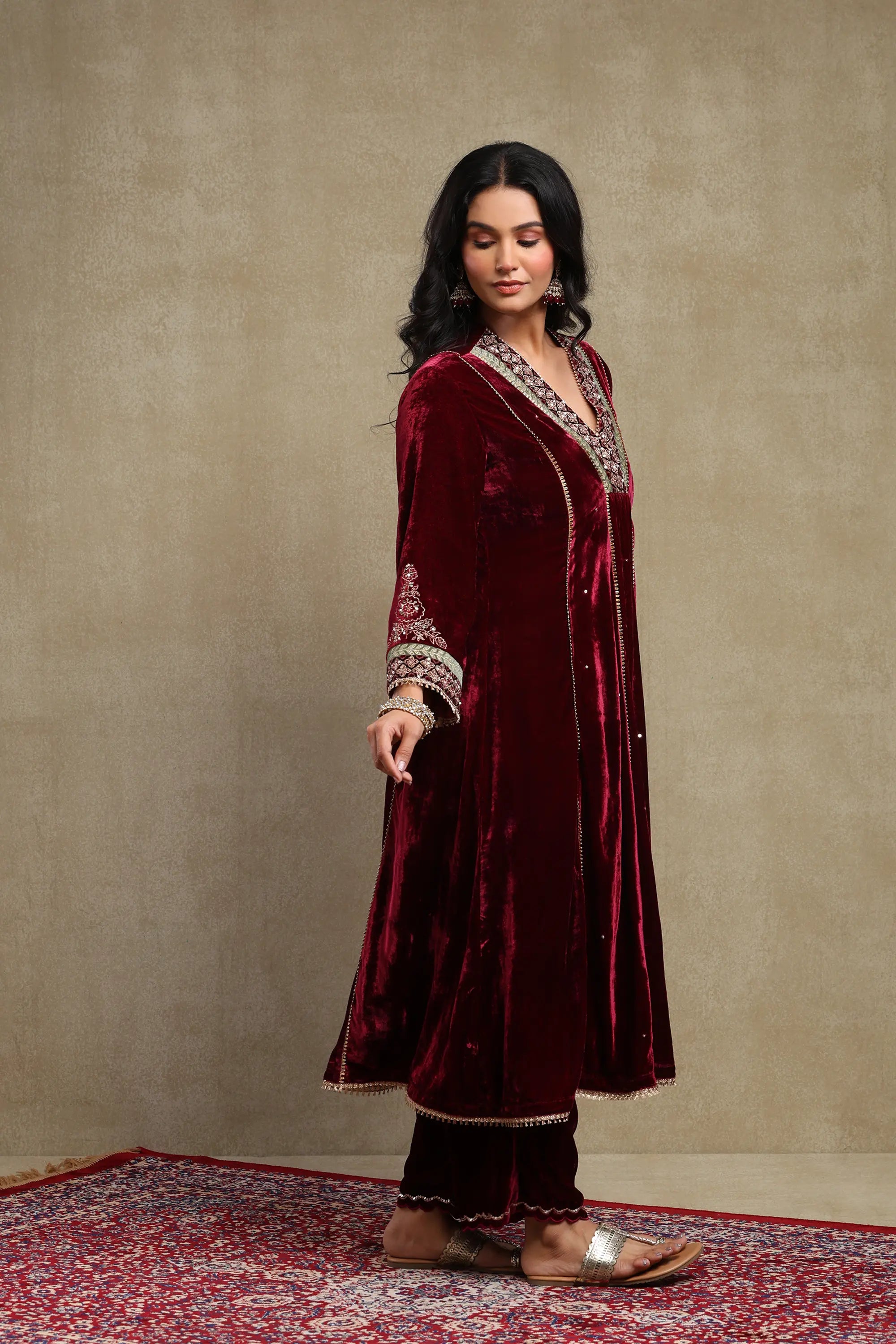 Anam Plum Embroidered Kurta Set